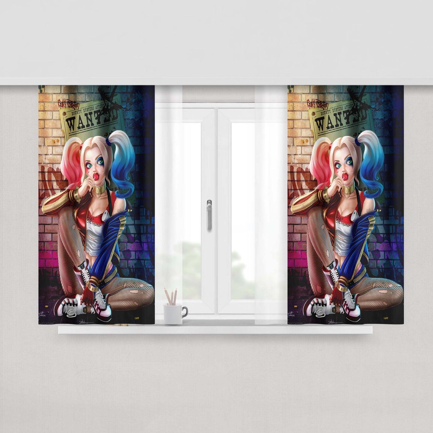 Harley Quinn Chupa Candy Fabric Window Curtains