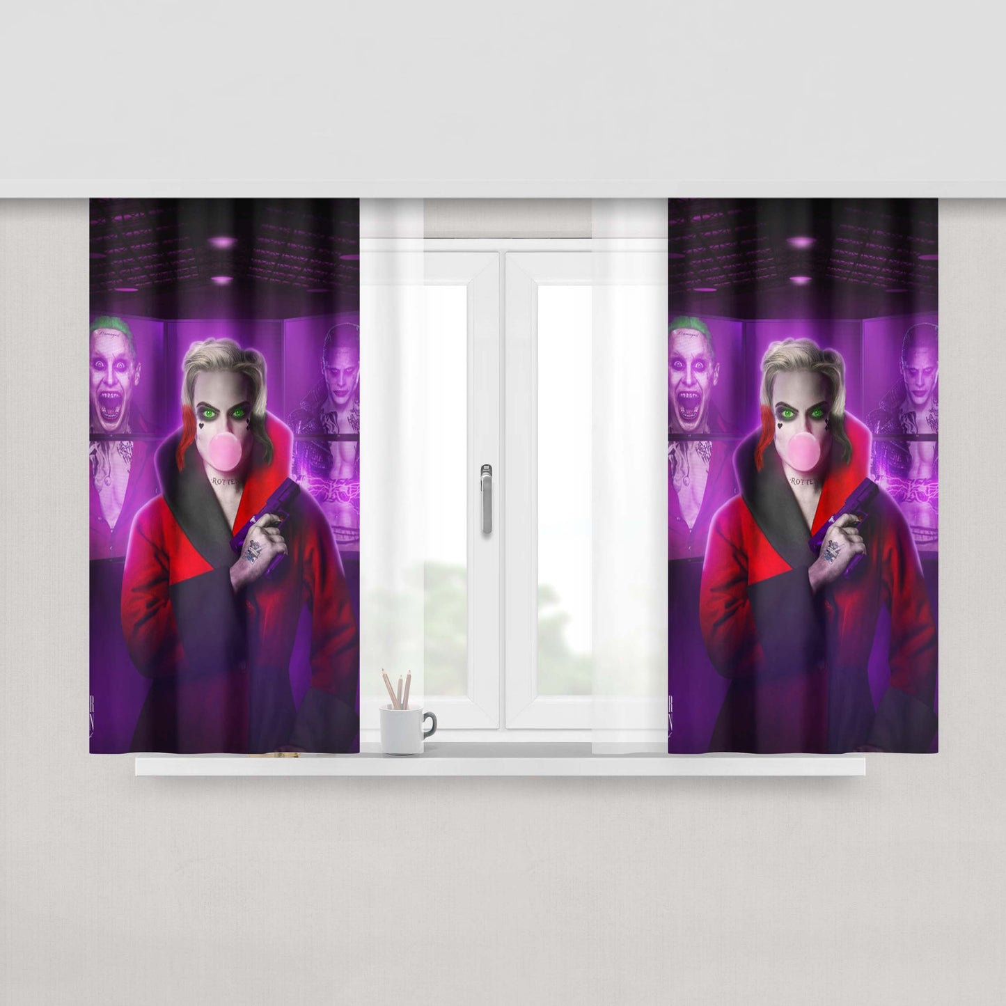 Harley Quinn Joker Fabric Window Curtains