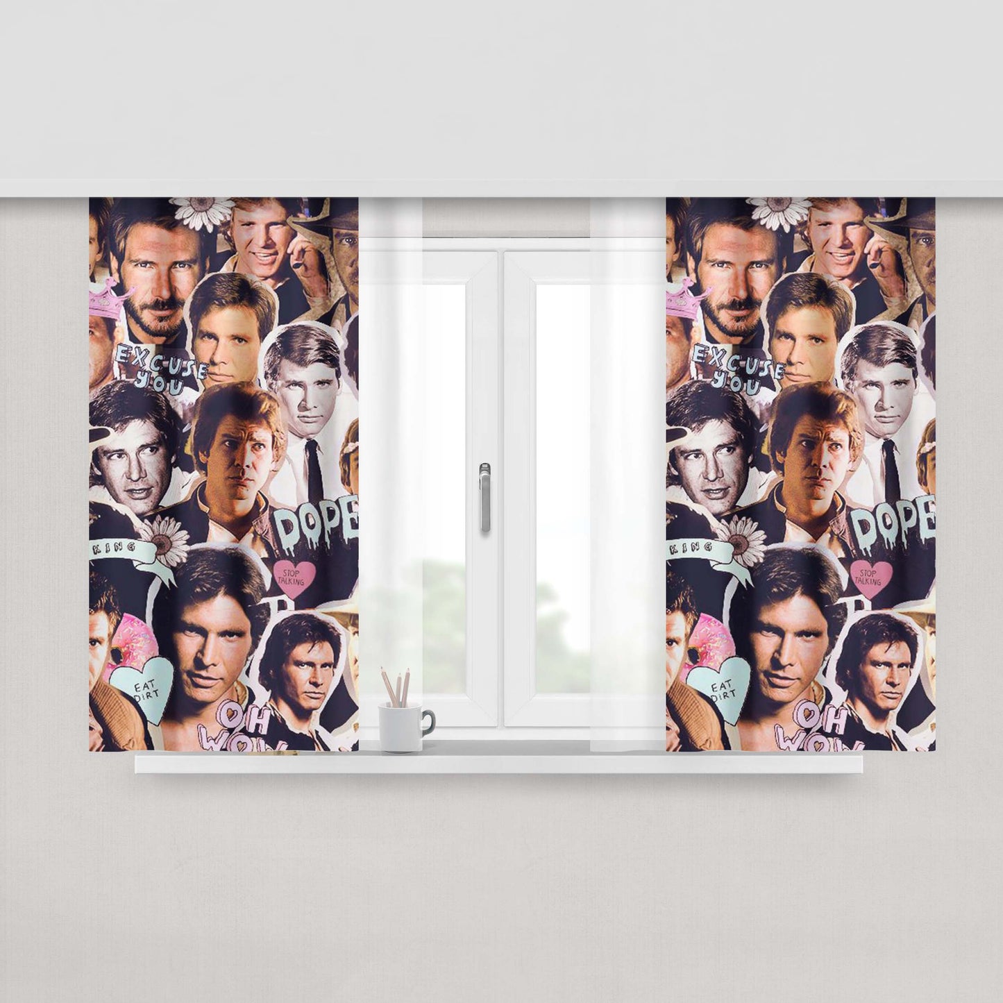 Harrison Ford Collage Fabric Window Curtains
