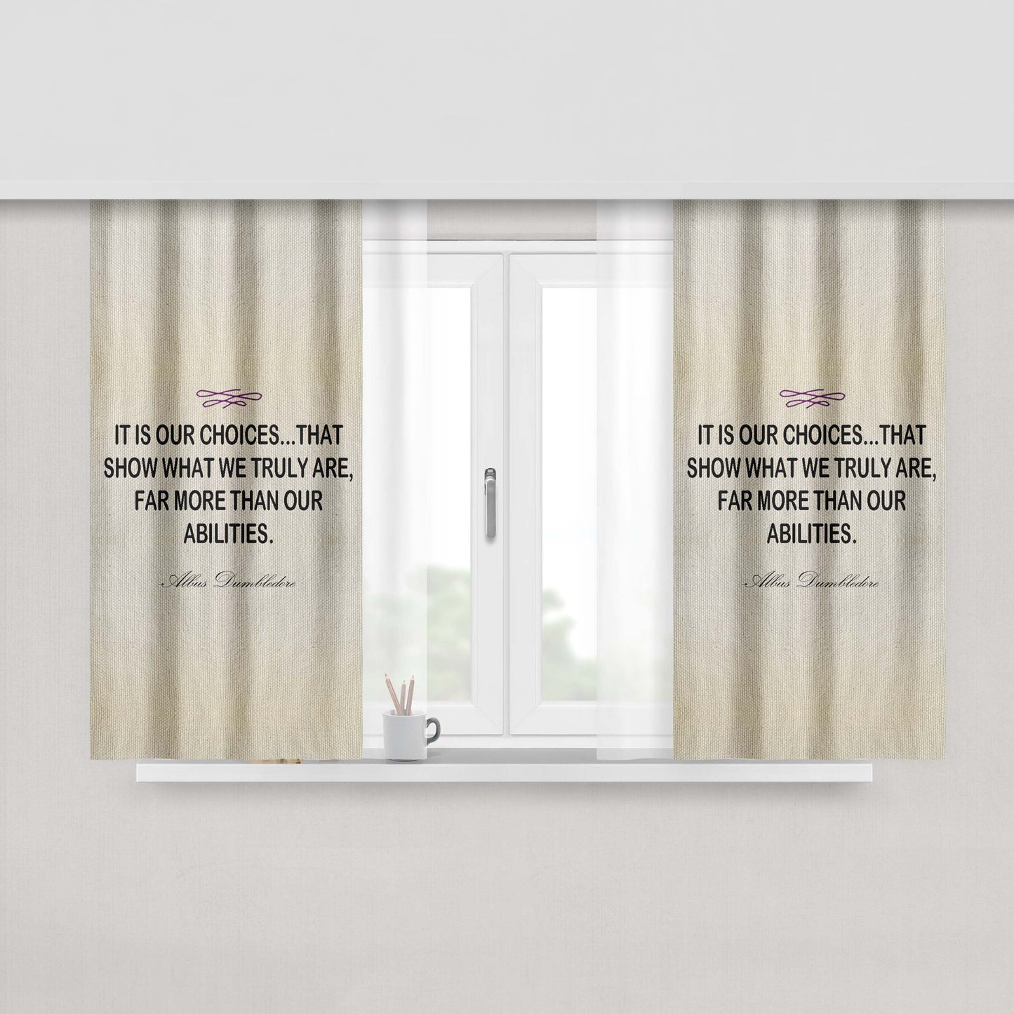 Harry Potter Albus Dumbledore Quote Fabric Window Curtains