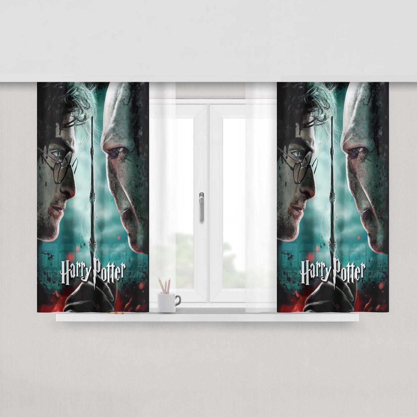 Harry Potter And Voldemort Painting Fabric Window Curtains