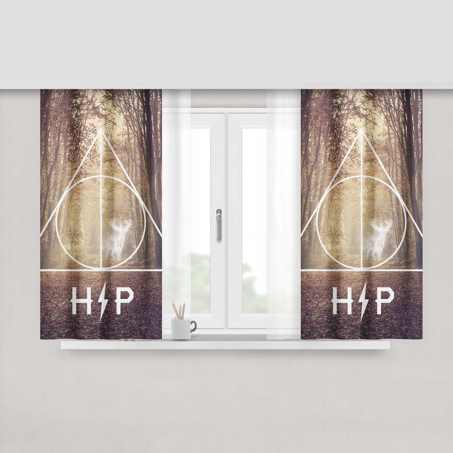Harry Potter Deathly Hallows Deer Forest Fabric Window Curtains