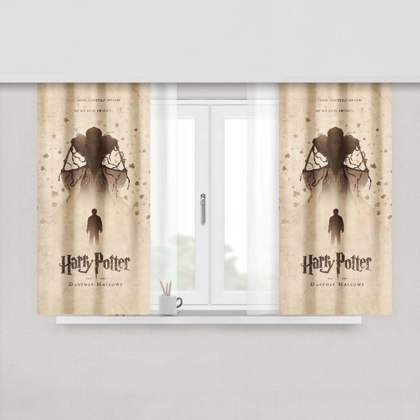 Harry Potter Deathly Hallows Poster Fabric Window Curtains