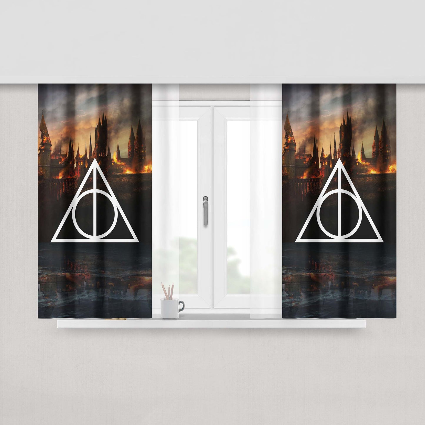 Harry Potter Deathly Hallows Fabric Window Curtains
