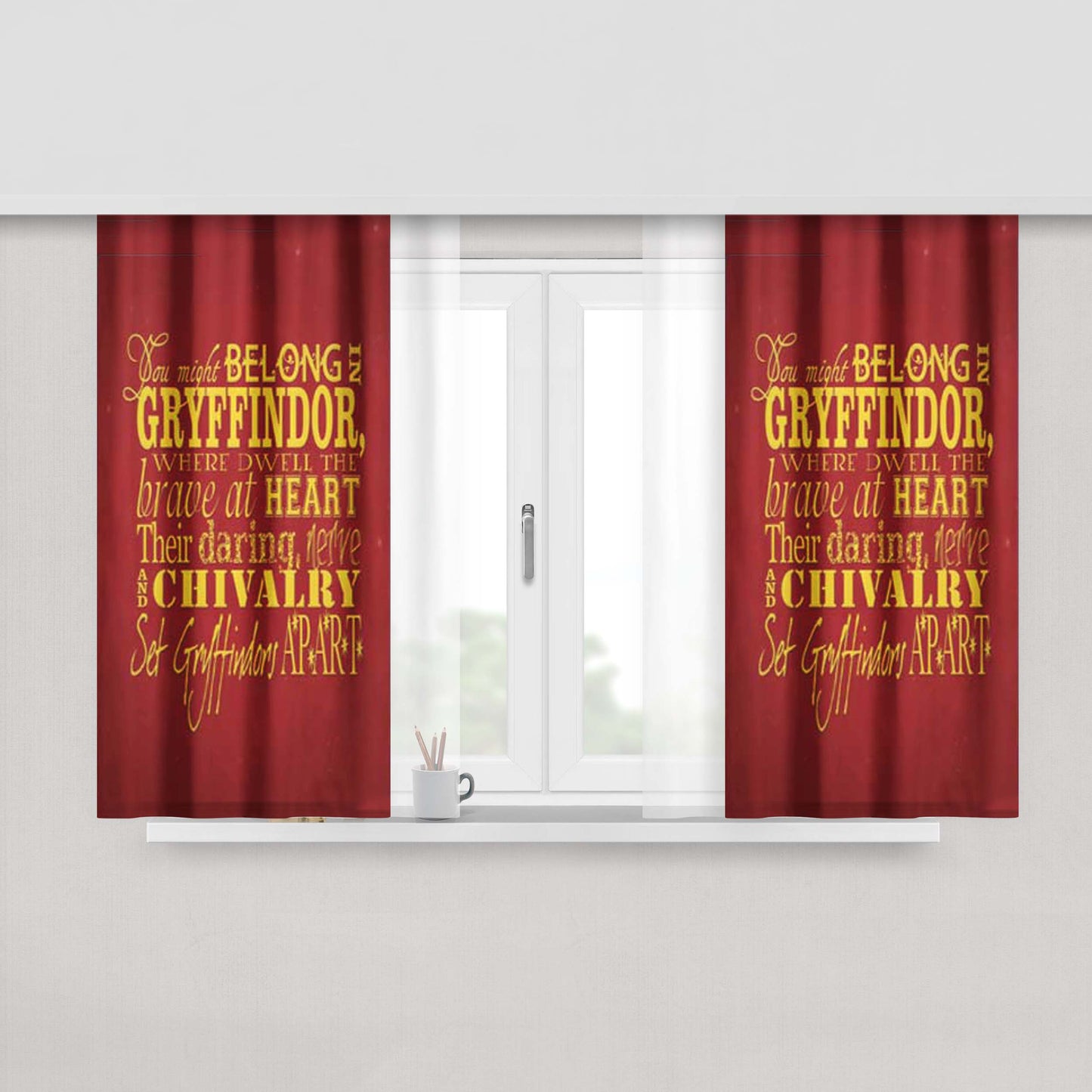 Harry Potter Gryffindor Quote Fabric Window Curtains