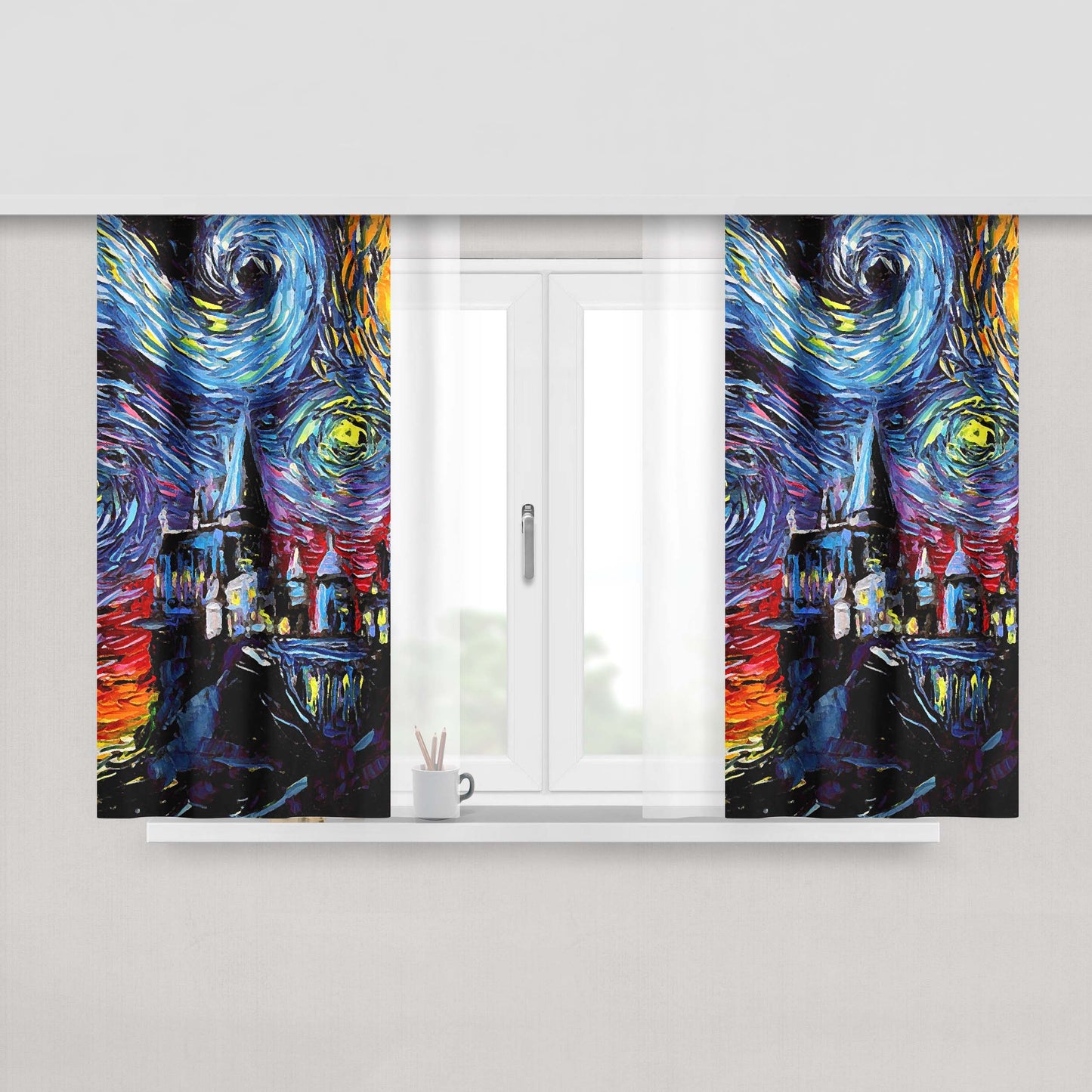 Harry Potter Hogwarts Starry Night Fabric Window Curtains