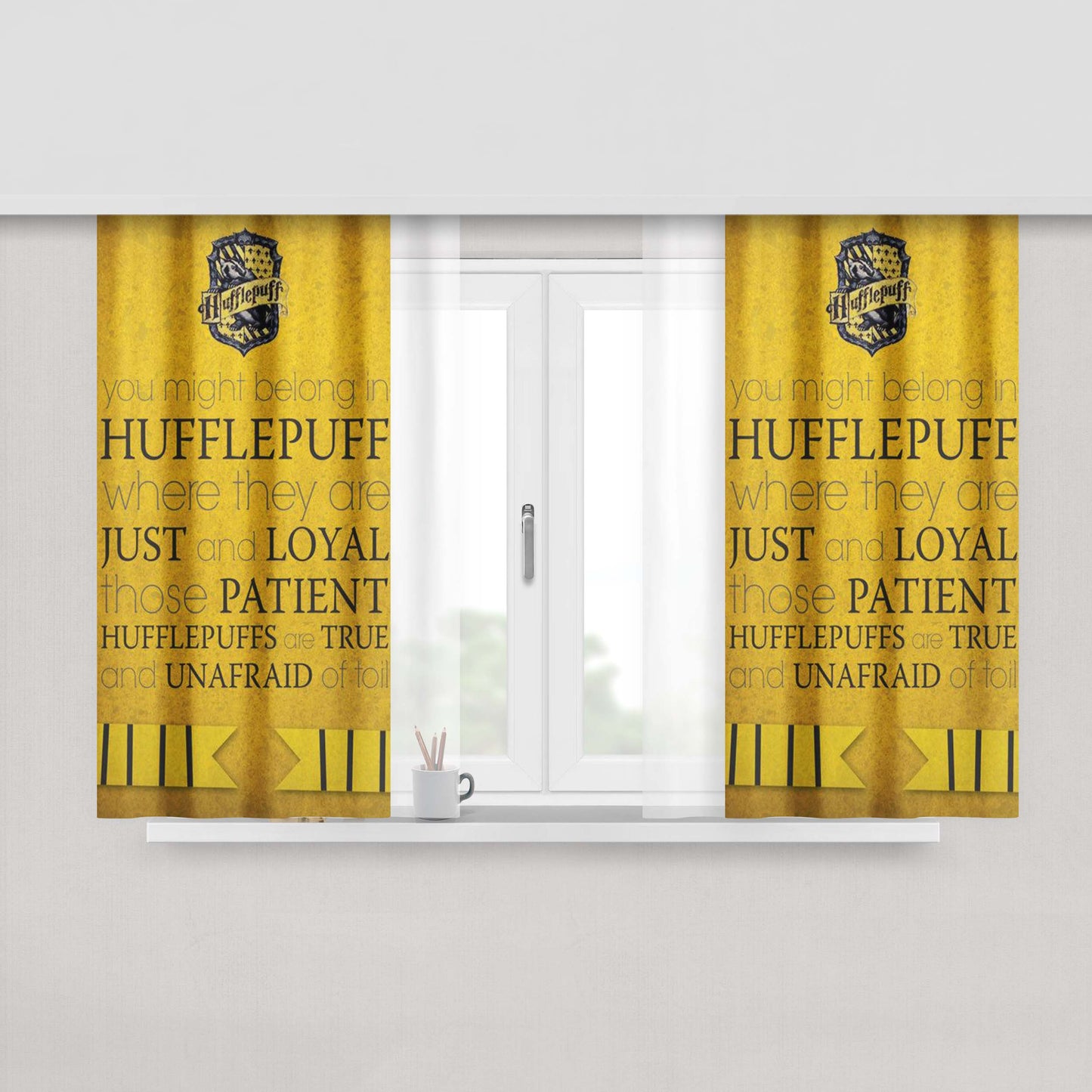 Harry Potter Hufflepuff Crest Fabric Window Curtains