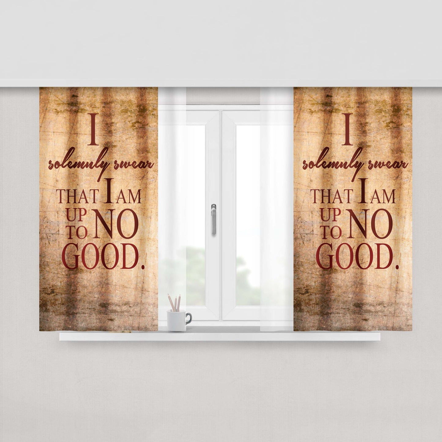 Harry Potter Quotes I Solemnly Swear That I Am Up To No Good Fabric Window Curtains