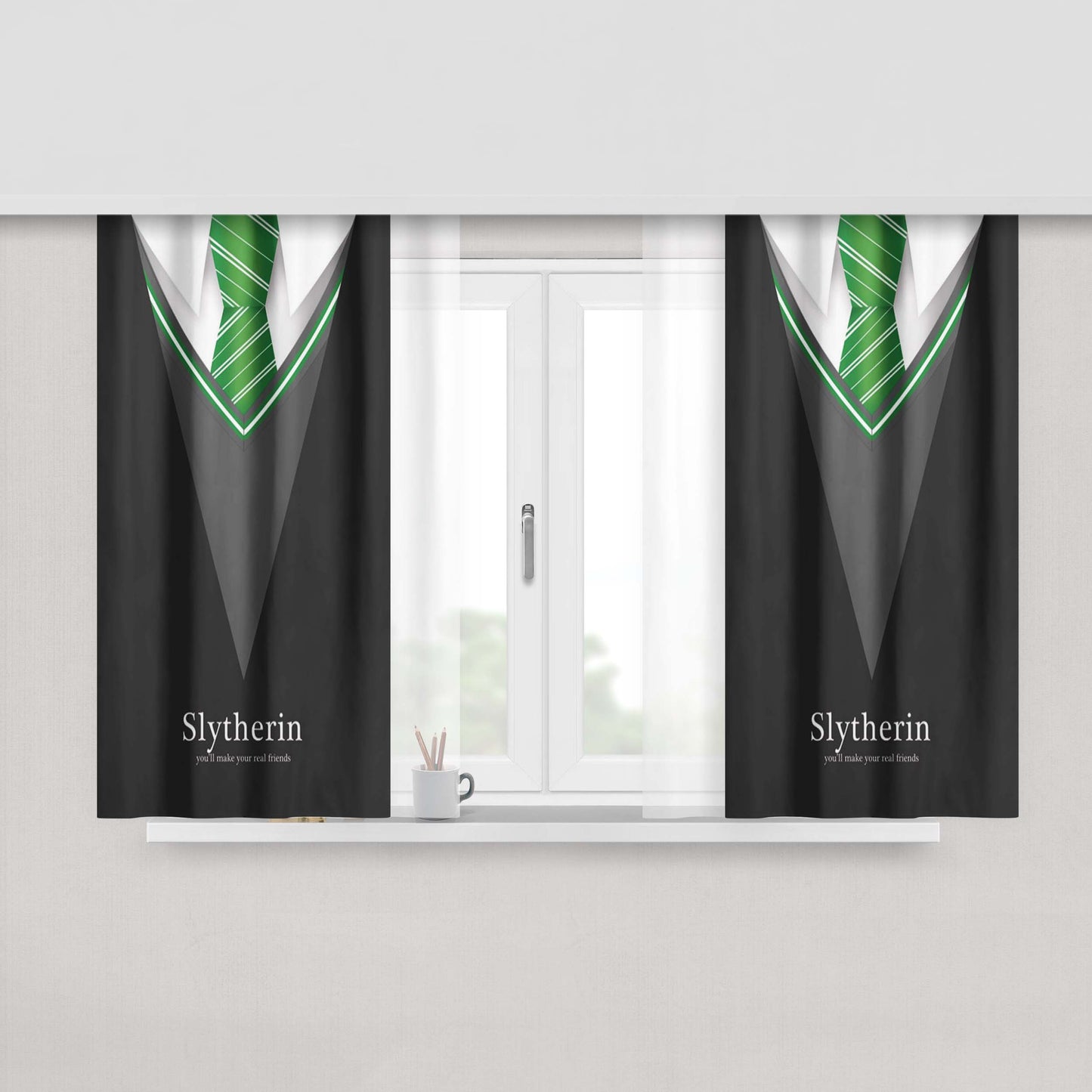 Harry Potter Slytherin Uniform Fabric Window Curtains
