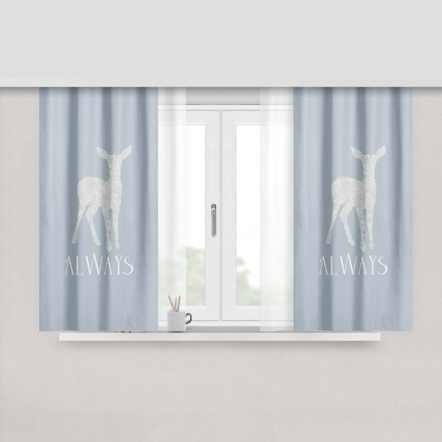 Harry Potter Snape Always Deer Fabric Window Curtains