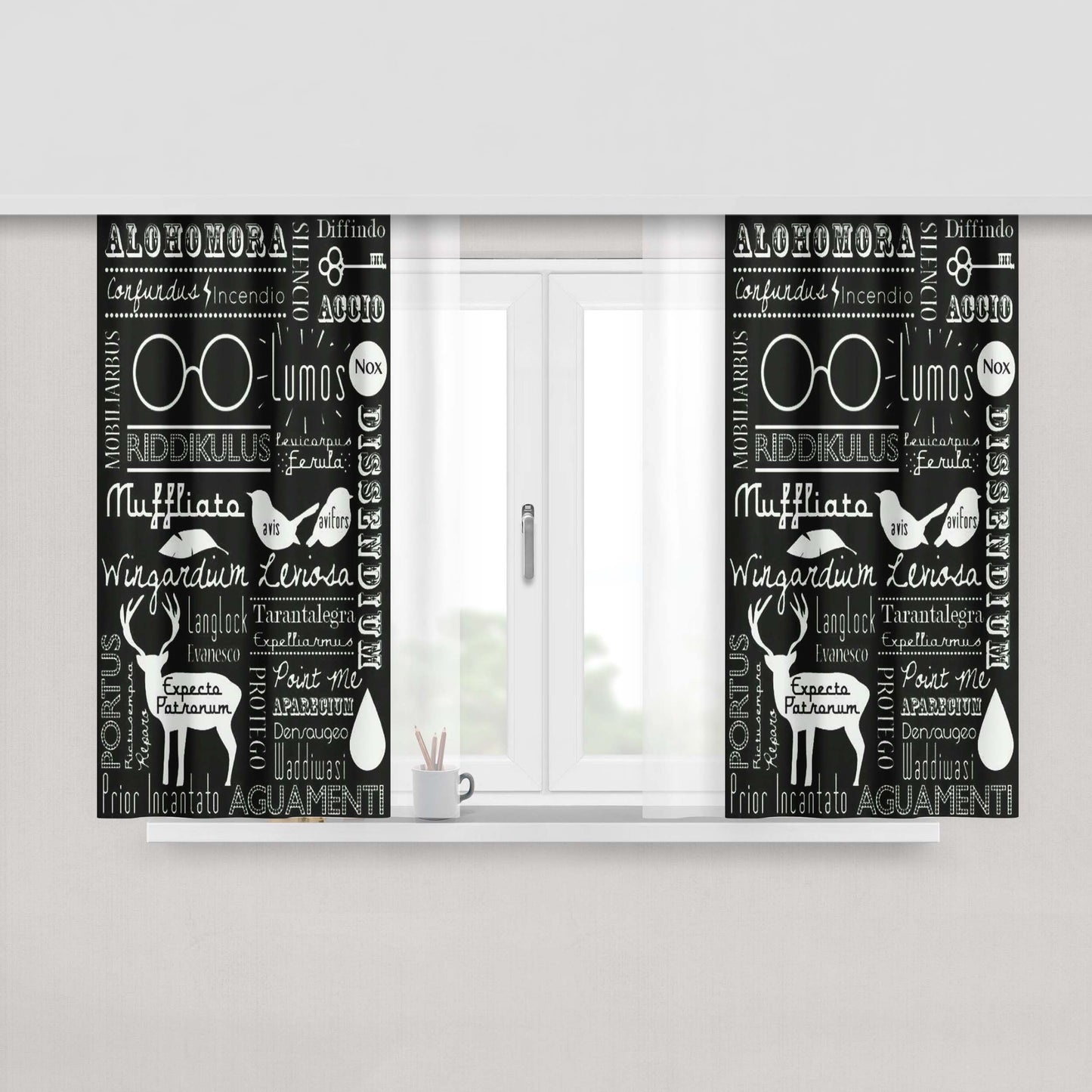 Harry Potter Spell Fabric Window Curtains