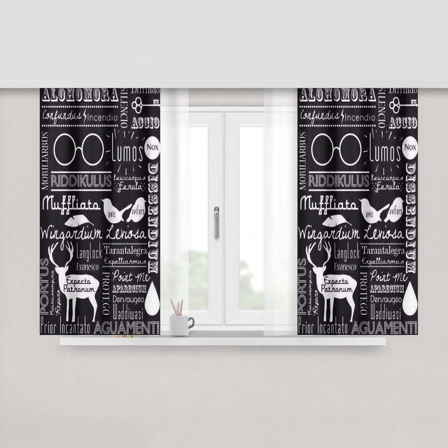 Harry Potter Spells Fabric Window Curtains