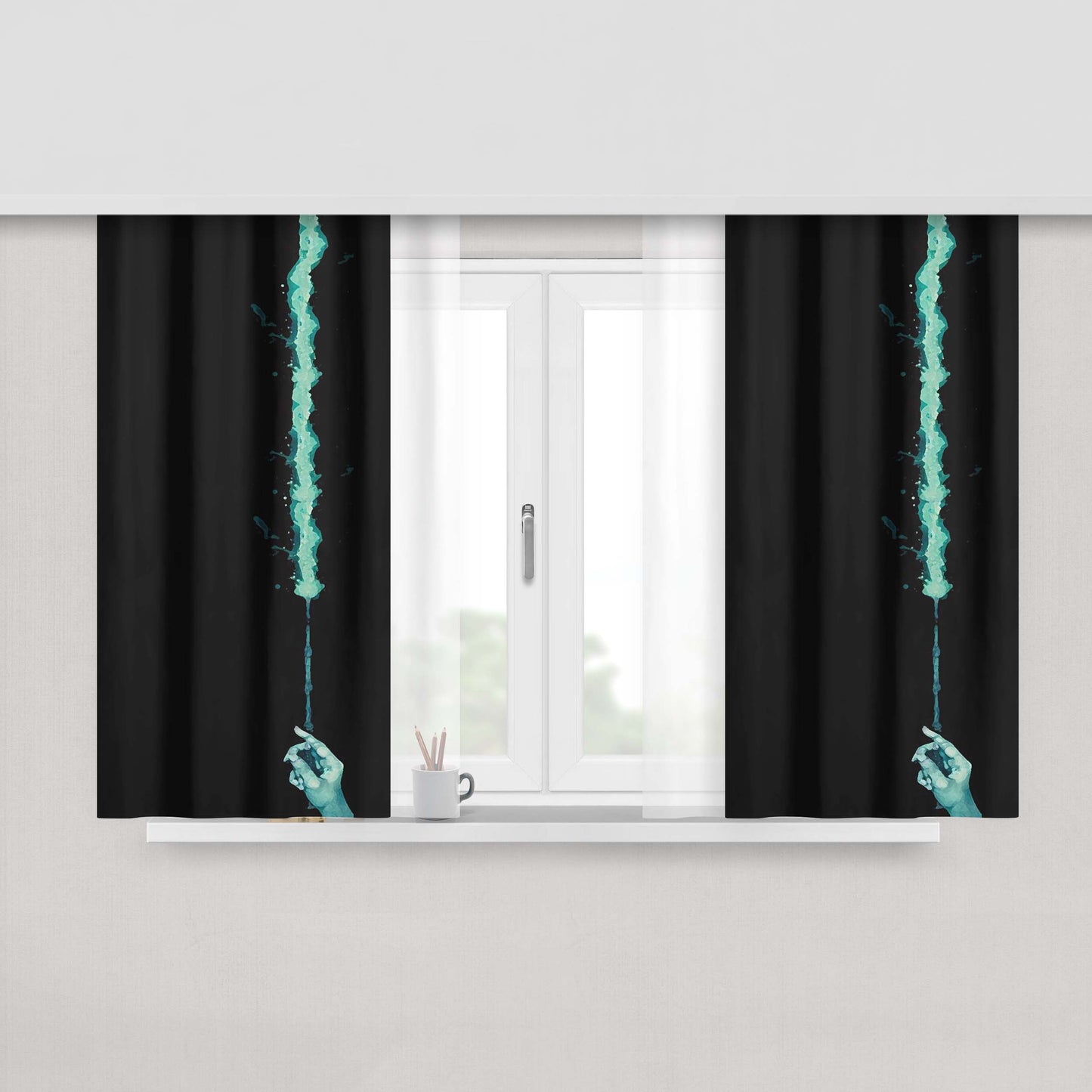 Harry Potter Voldemort Wand Fabric Window Curtains