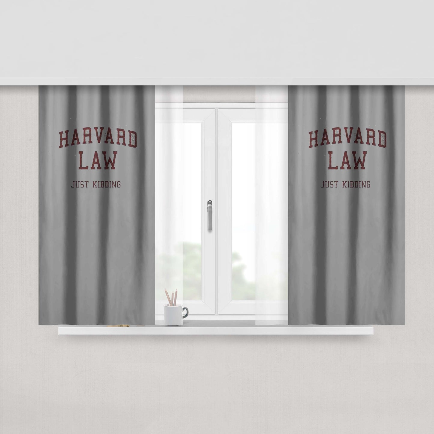 Harvard Law Just Kidding Fabric Window Curtains