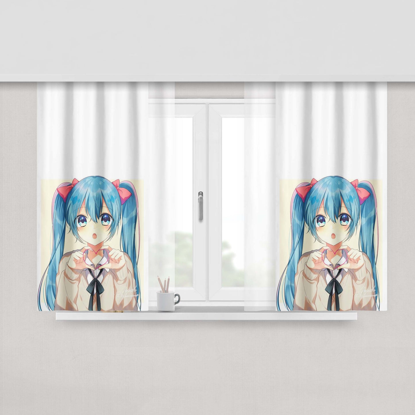 Hatsune Miku Love Fabric Window Curtains