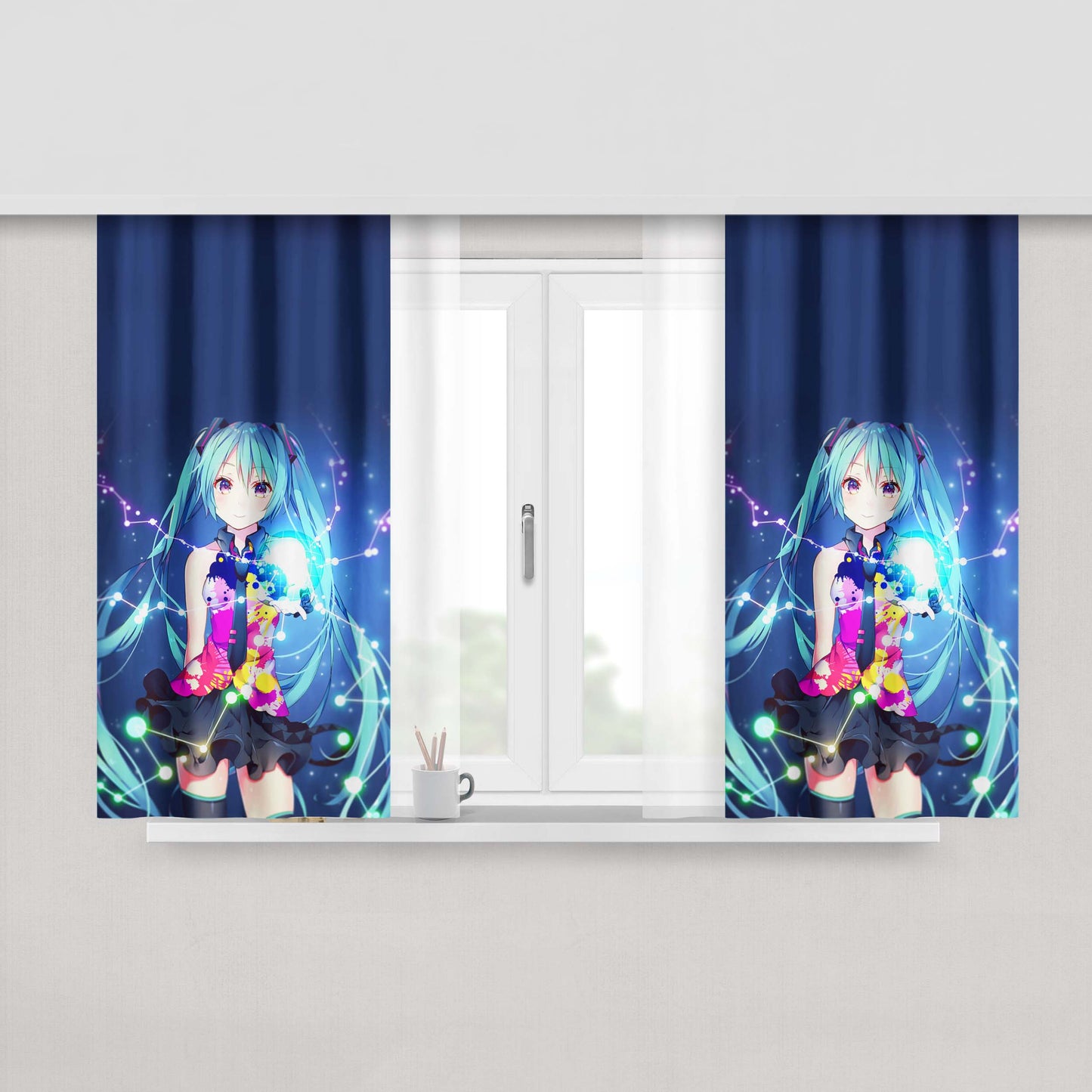 Hatsune Miku Wallpaper Fabric Window Curtains