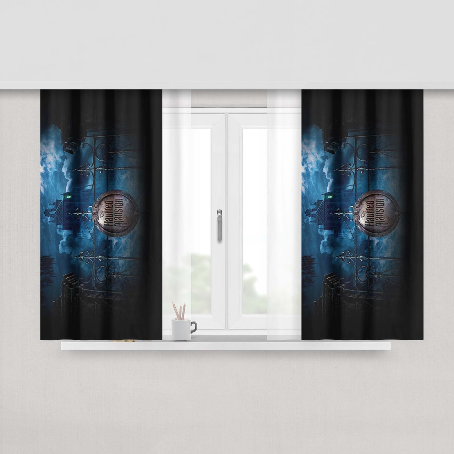 Haunted Mansion Gate Big Castle Fabric Window Curtains