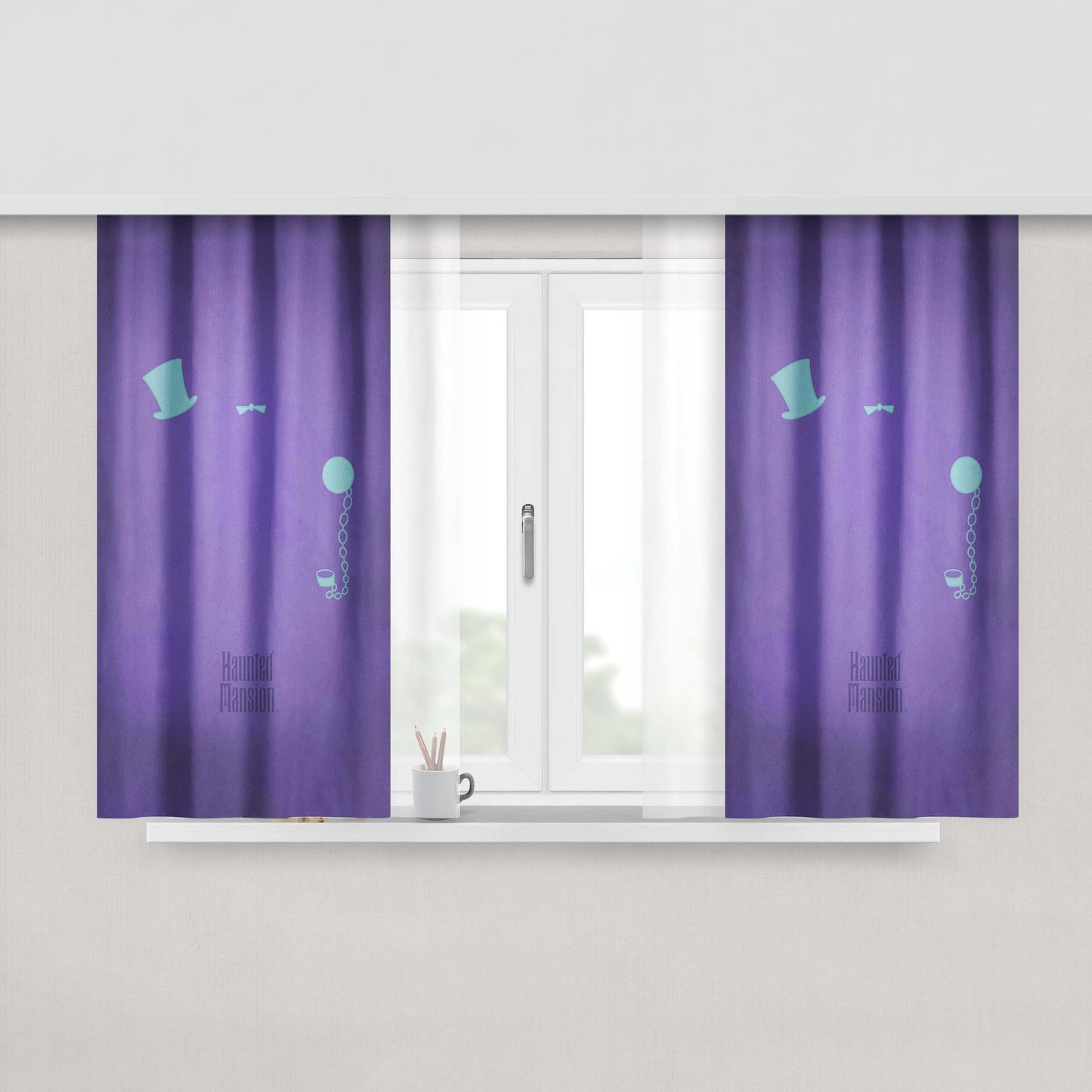 Haunted Mansion Minimalist Poster Fabric Window Curtains