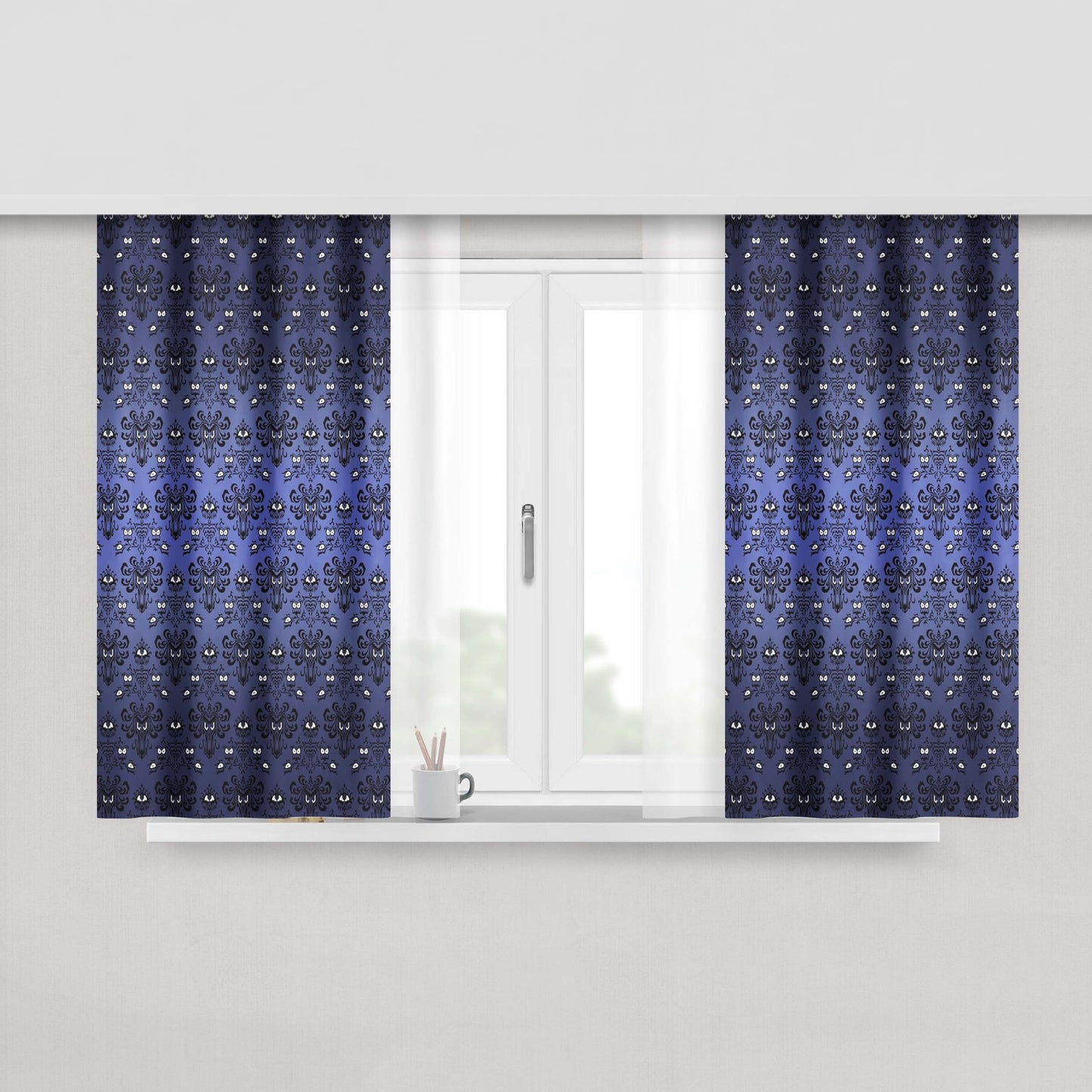 Haunted Mansion Owl Ghost And Cyclops Monster Fabric Window Curtains