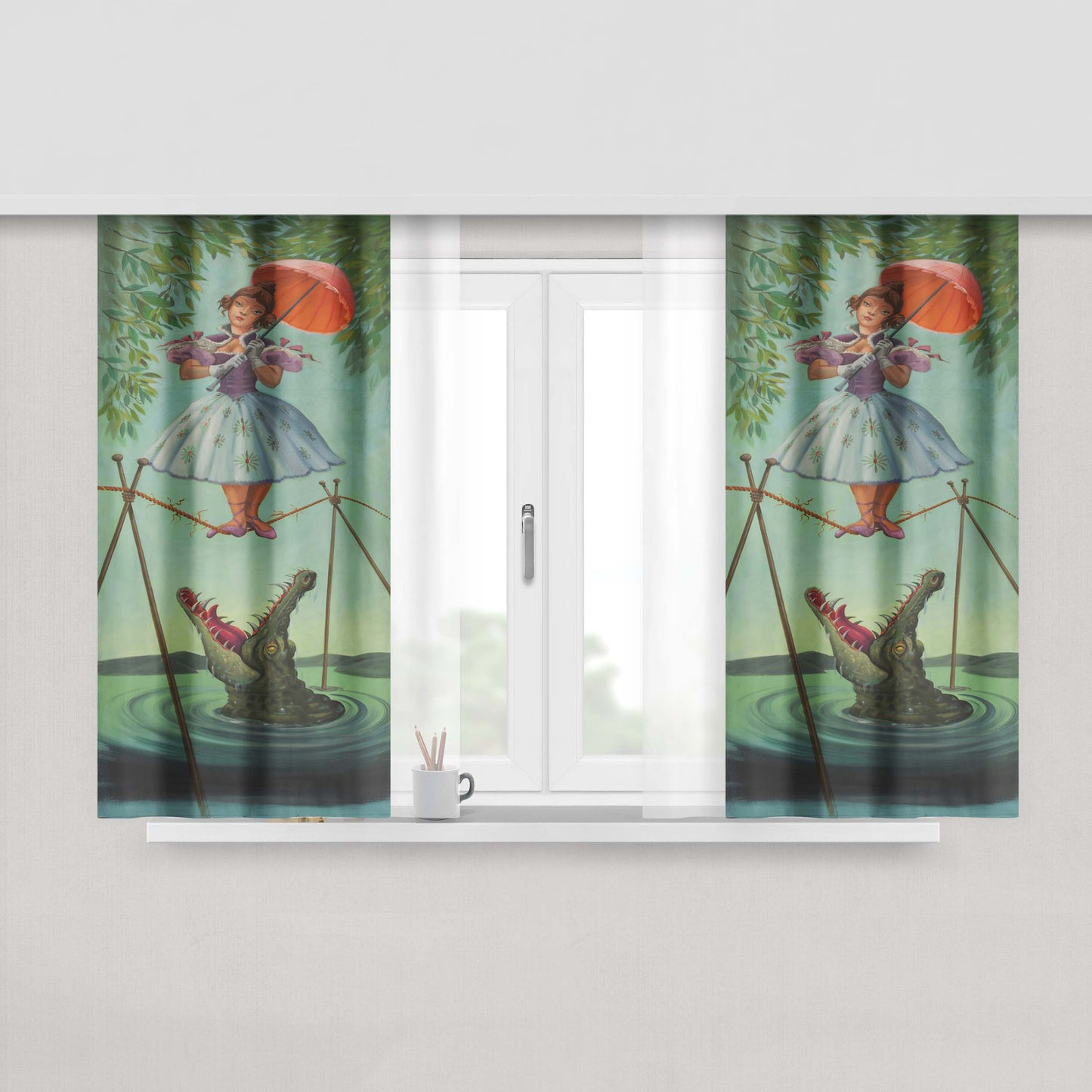 Haunted Mansion Painting Fabric Window Curtains