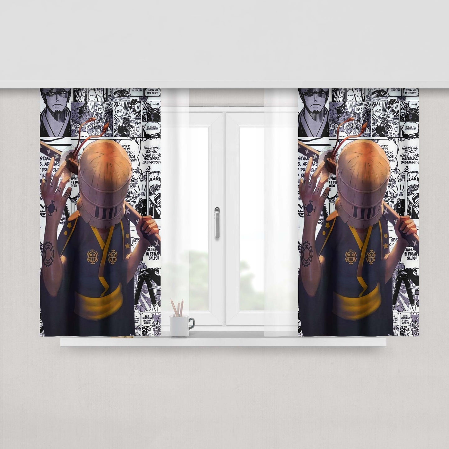 Heart Pirates Comics Fabric Window Curtains