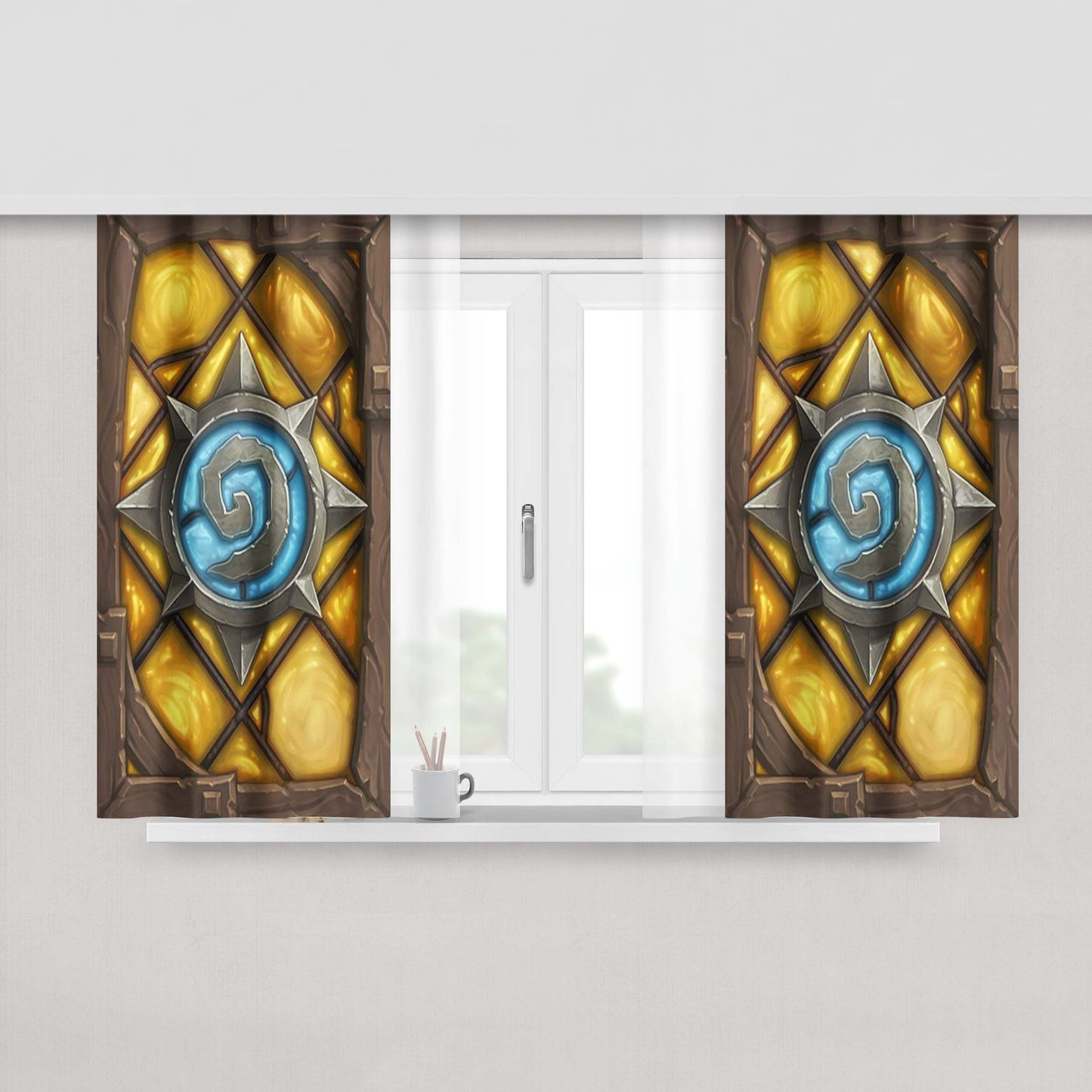 Hearthstone Card Fireside Fabric Window Curtains