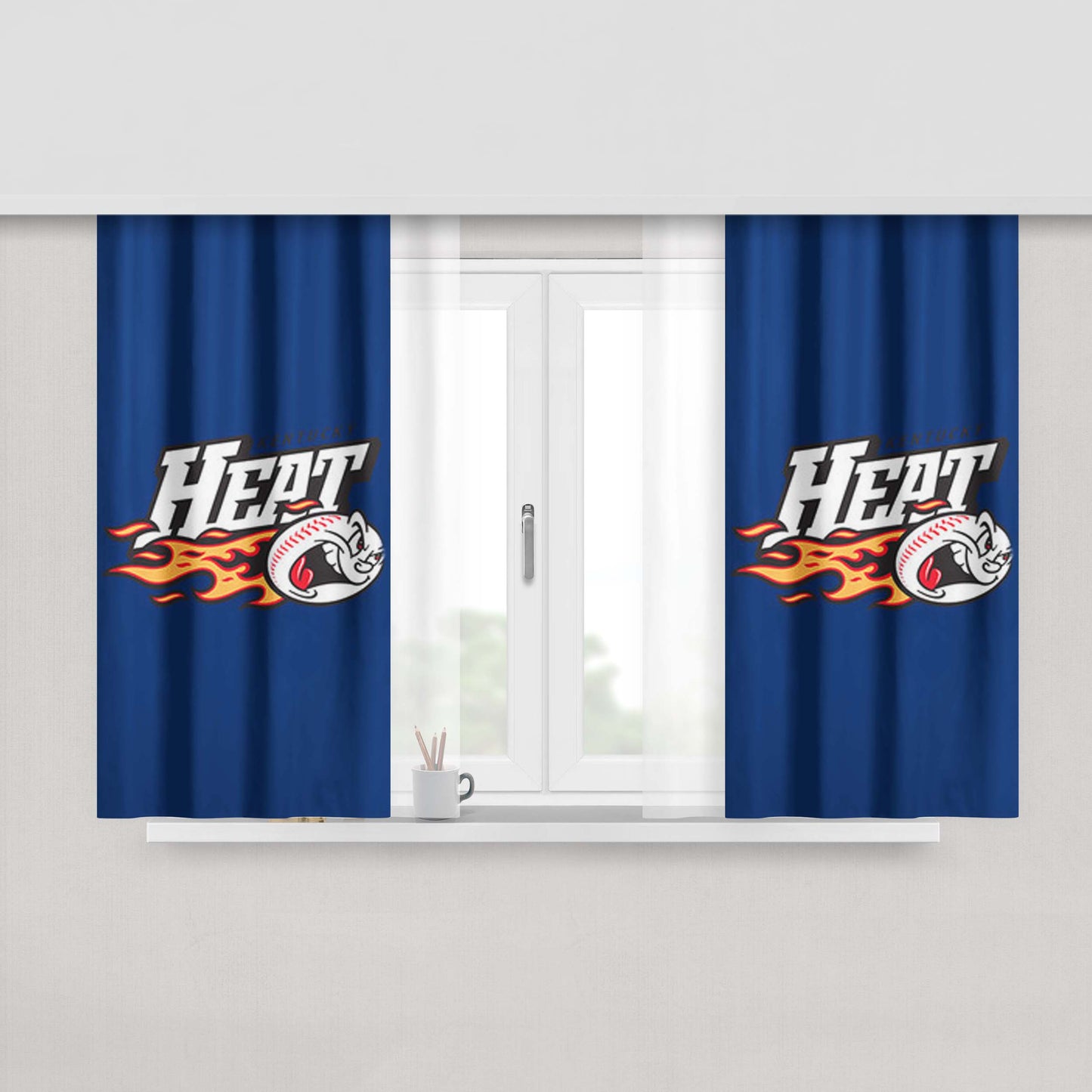 Heat Kentucky Baseball Logo Blue Fabric Window Curtains