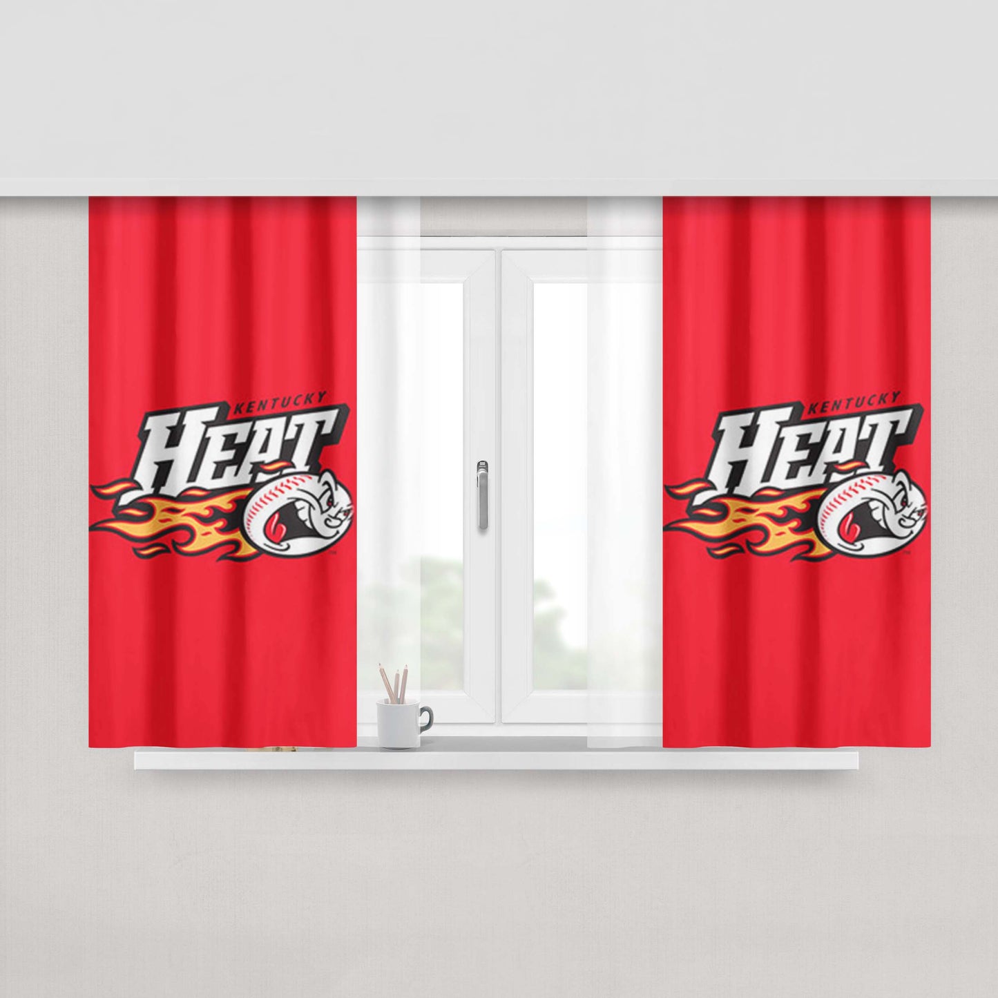 Heat Kentucky Baseball Logo Red Fabric Window Curtains
