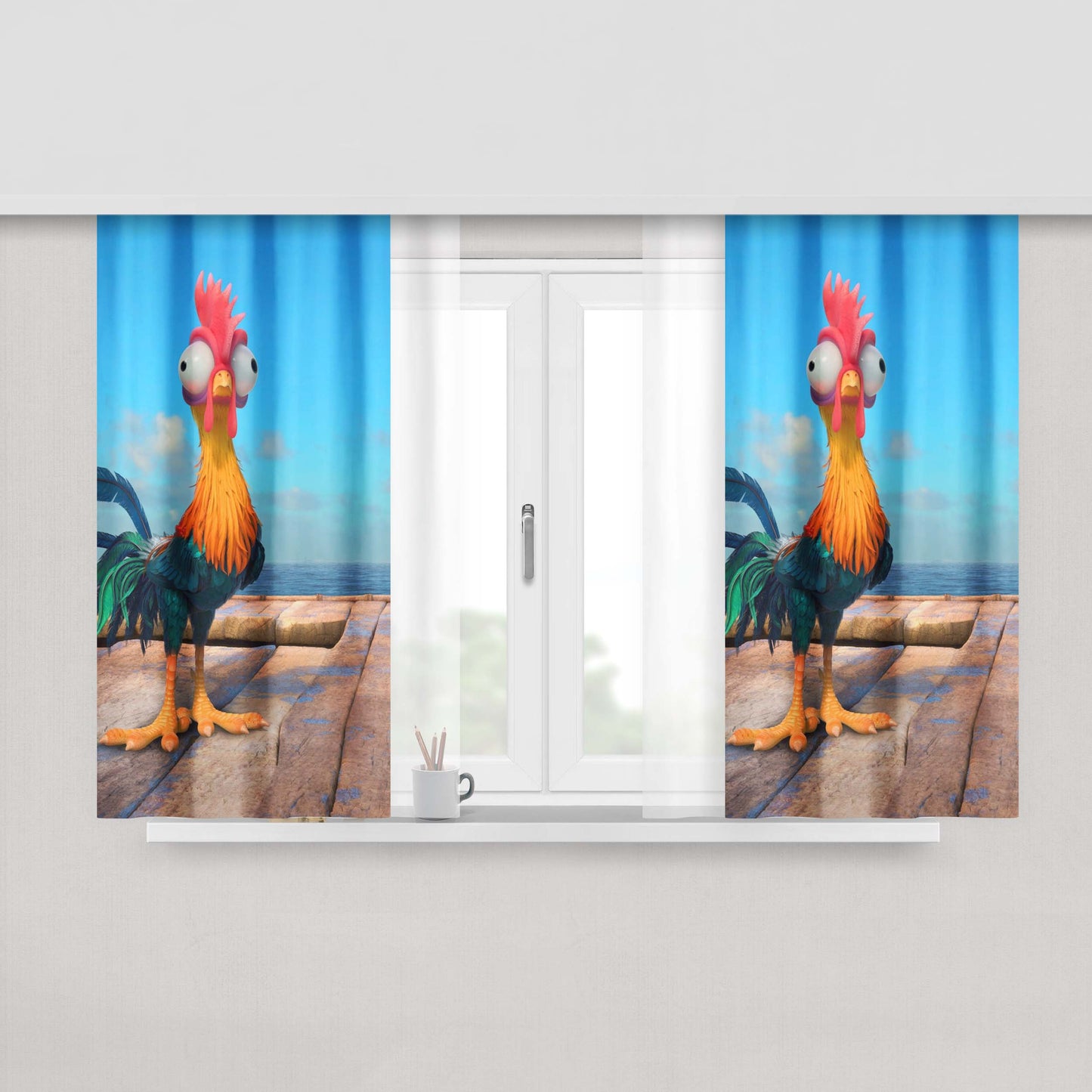 Hei Hei Chicken Moana Fabric Window Curtains