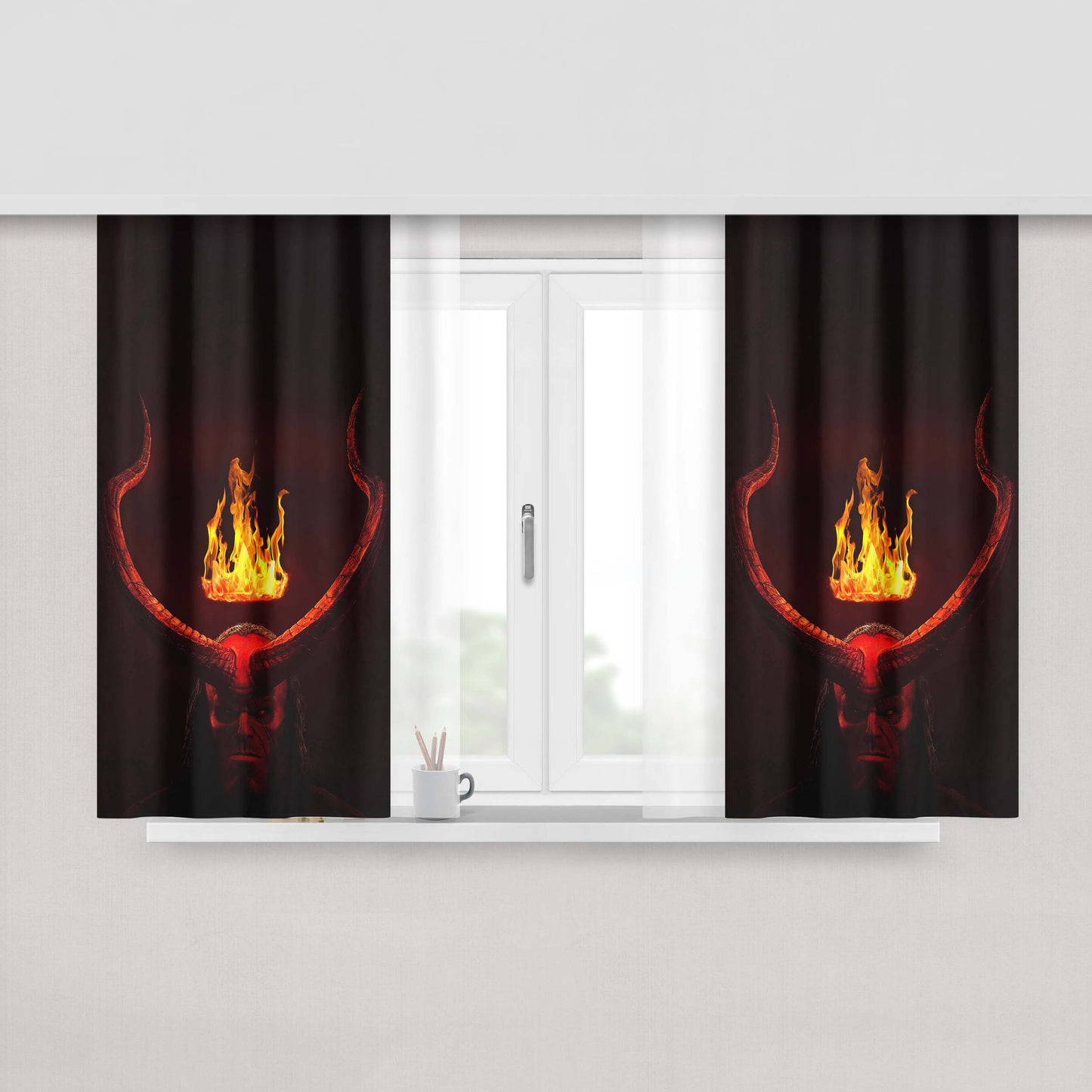Hellboy B Fabric Window Curtains