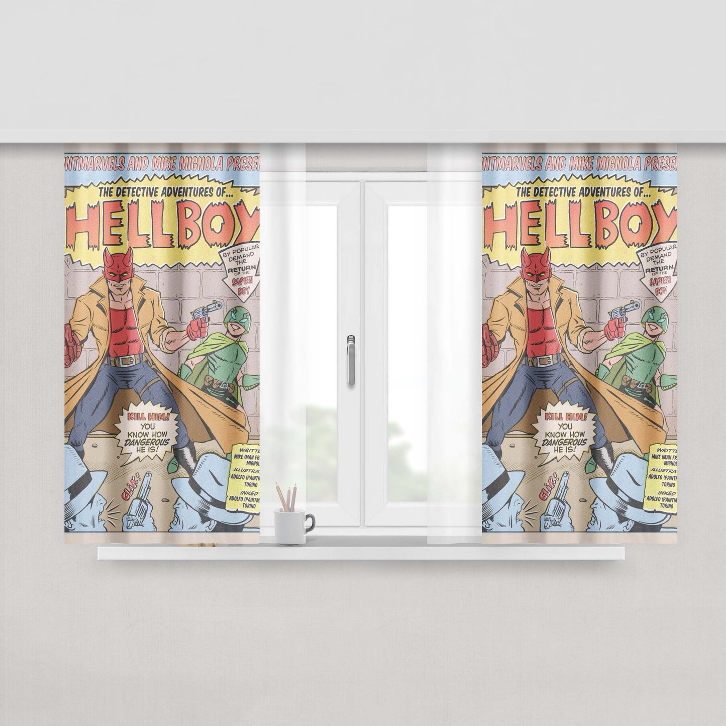 Hellboy Detective Fabric Window Curtains