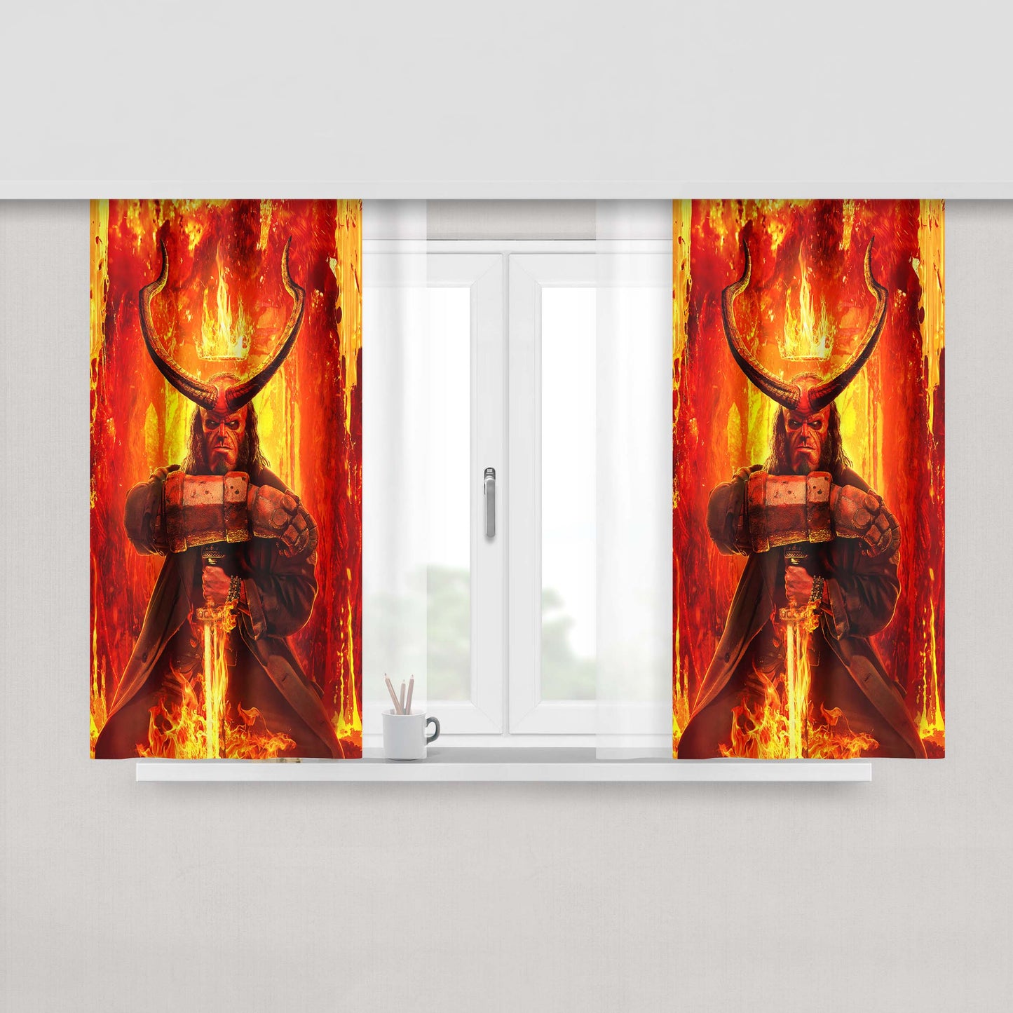 Hellboy Fire Po Fabric Window Curtains
