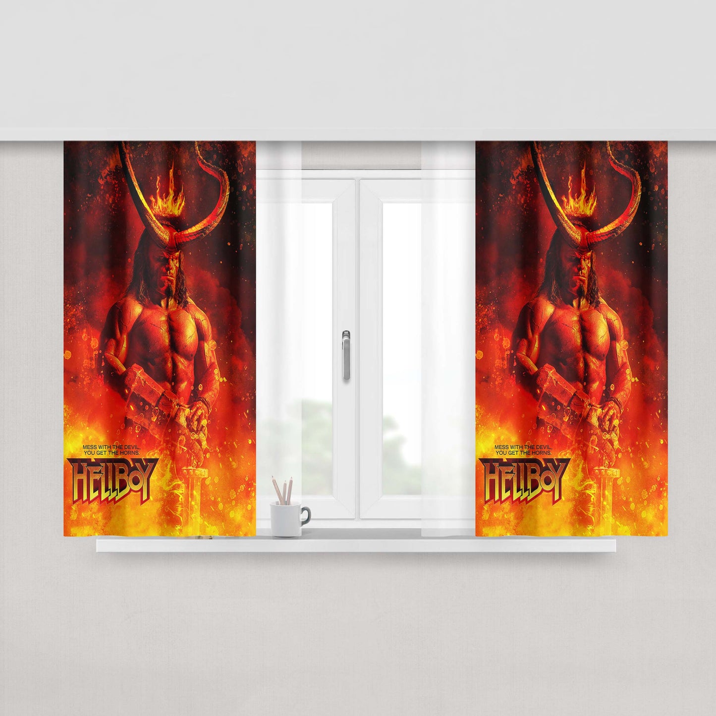 Hellboy Mess With The Devil Fabric Window Curtains