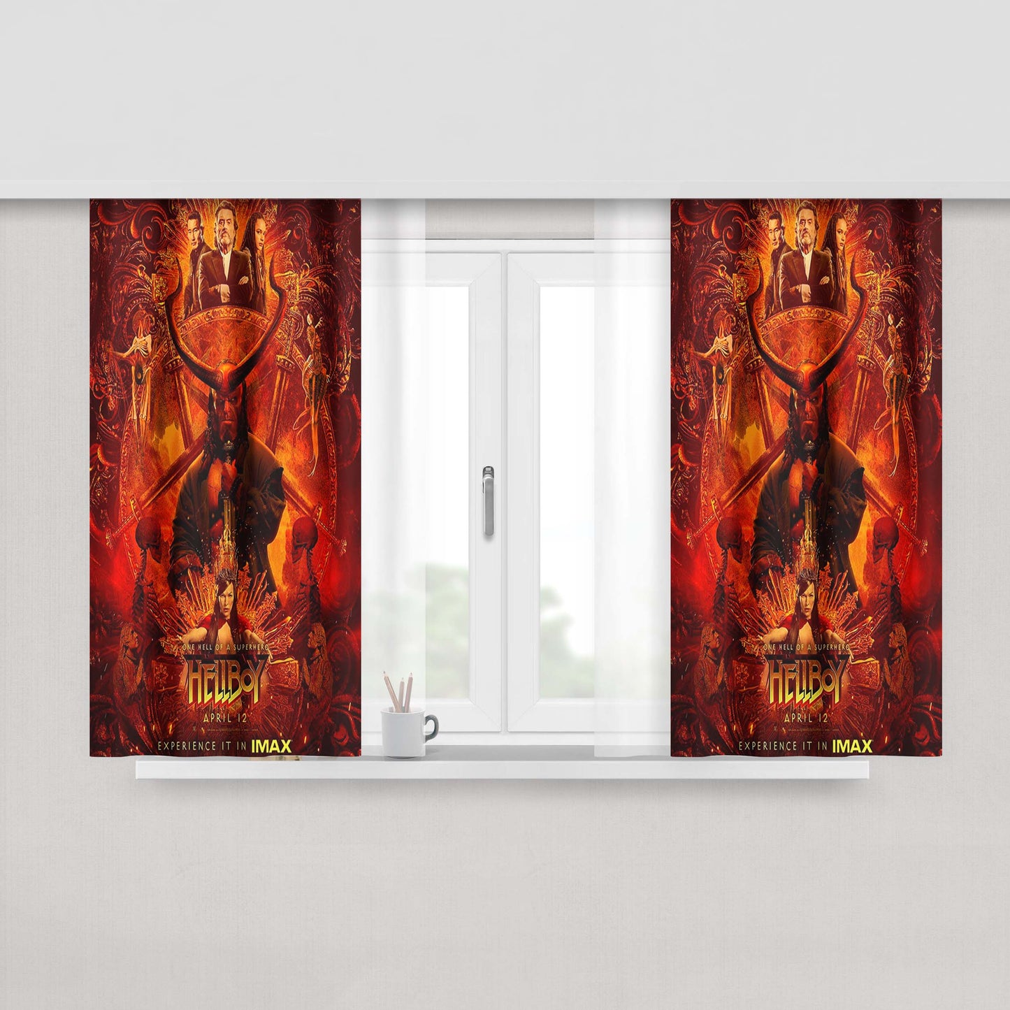 Hellboy Poster Movie Fabric Window Curtains