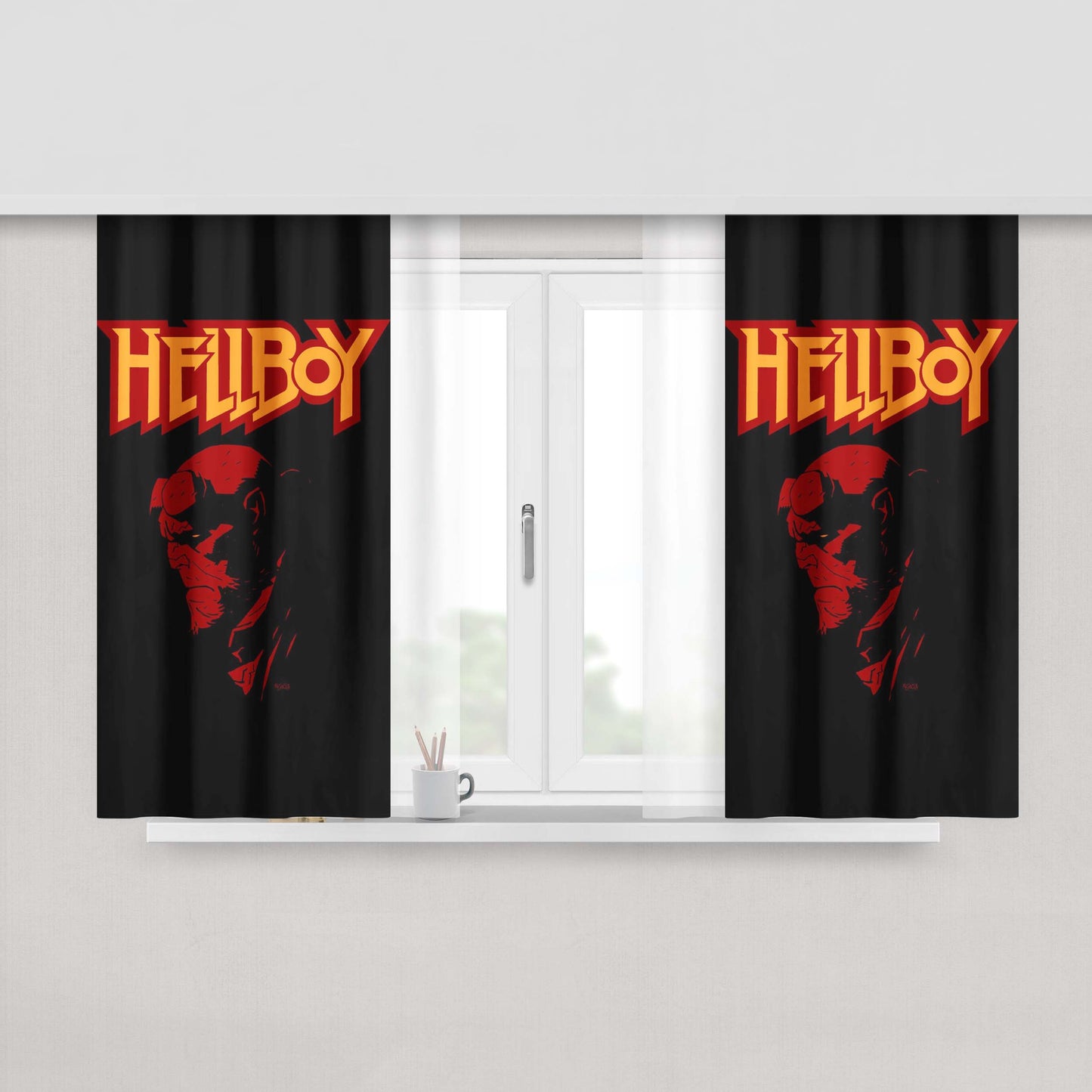Hellboy Red Man Fabric Window Curtains