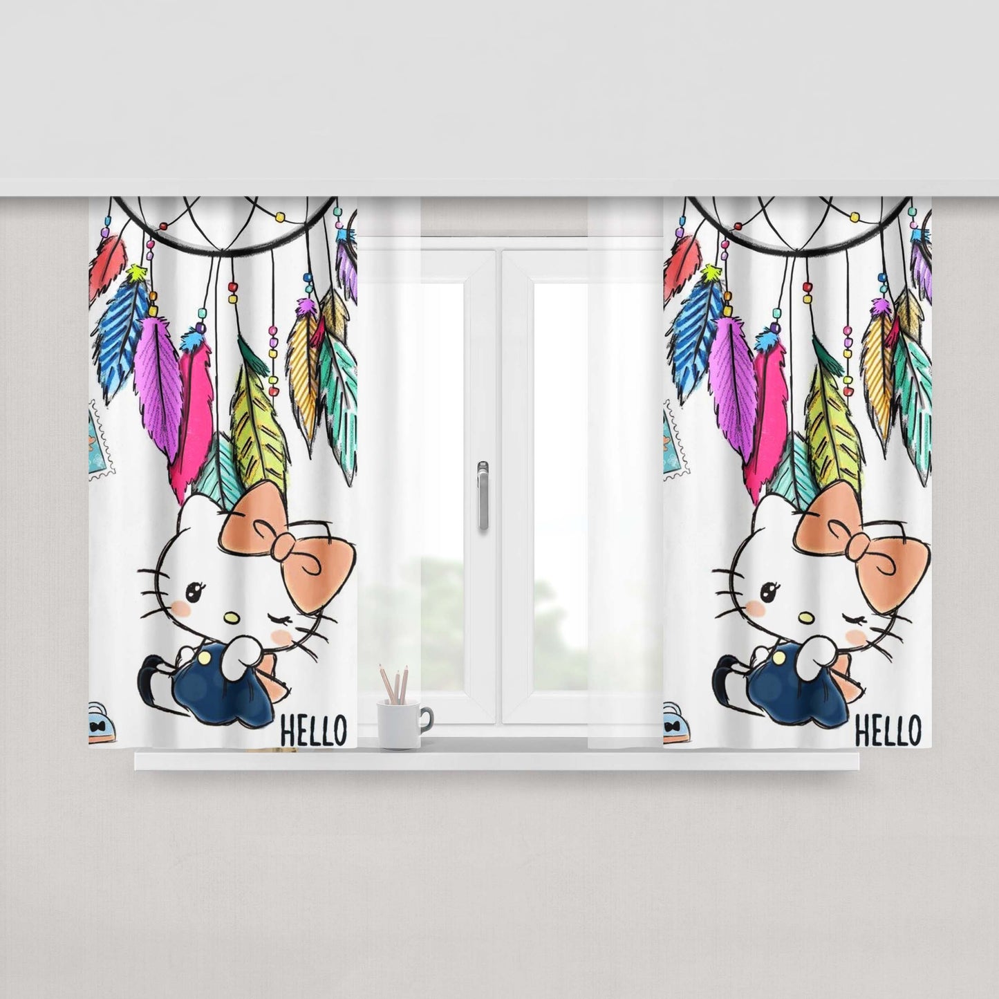Hello Kitty Dream Catcher Fabric Fabric Window Curtains