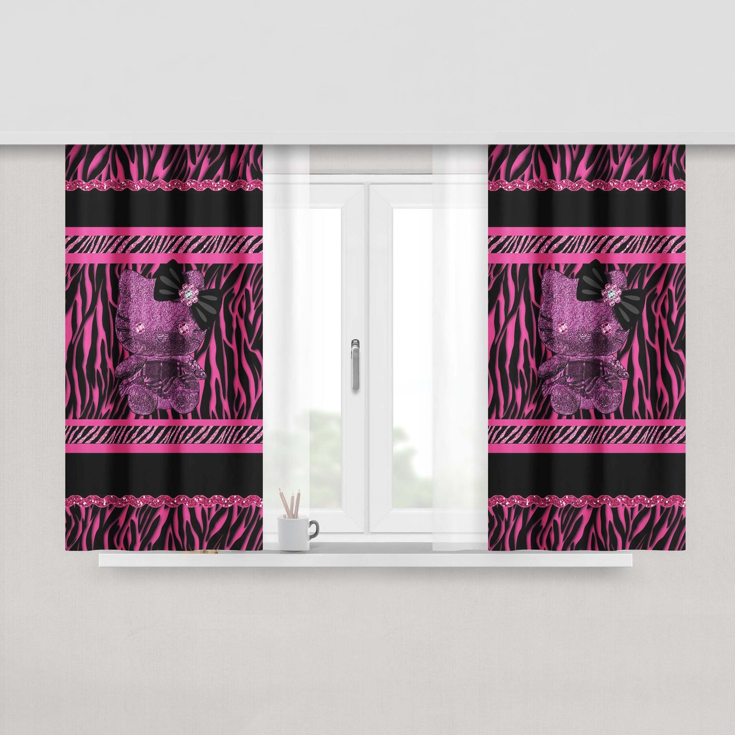 Hello Kitty Katespade Zebra Stripe Fabric Fabric Window Curtains