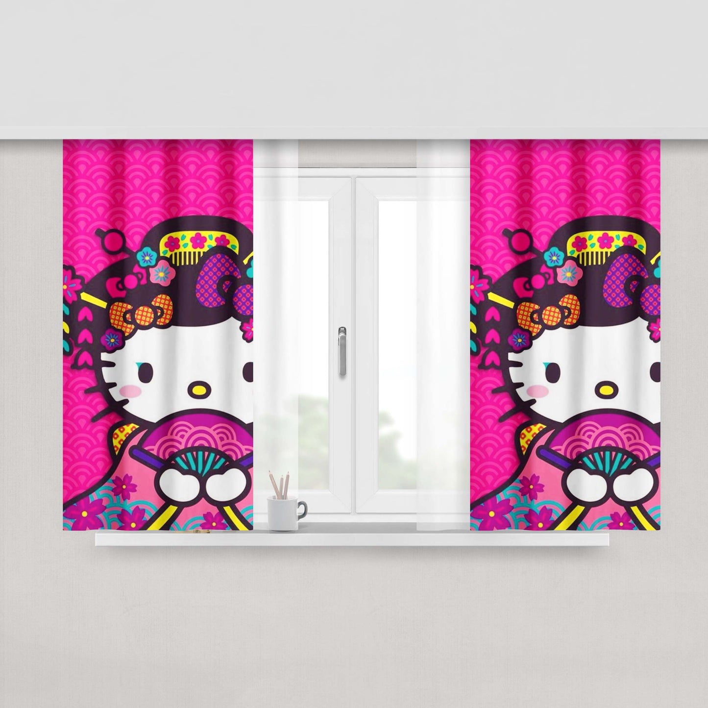 Hello Kitty Kimono Japanese Fabric Fabric Window Curtains