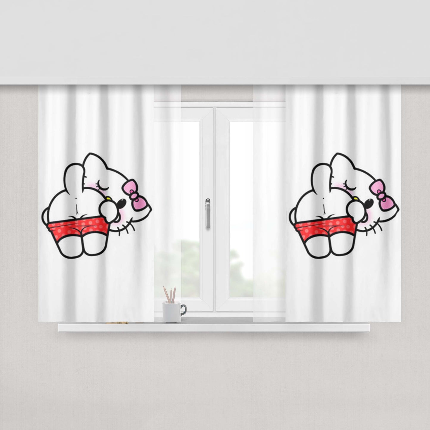 Hello Kitty Outrageous Fabric Fabric Window Curtains