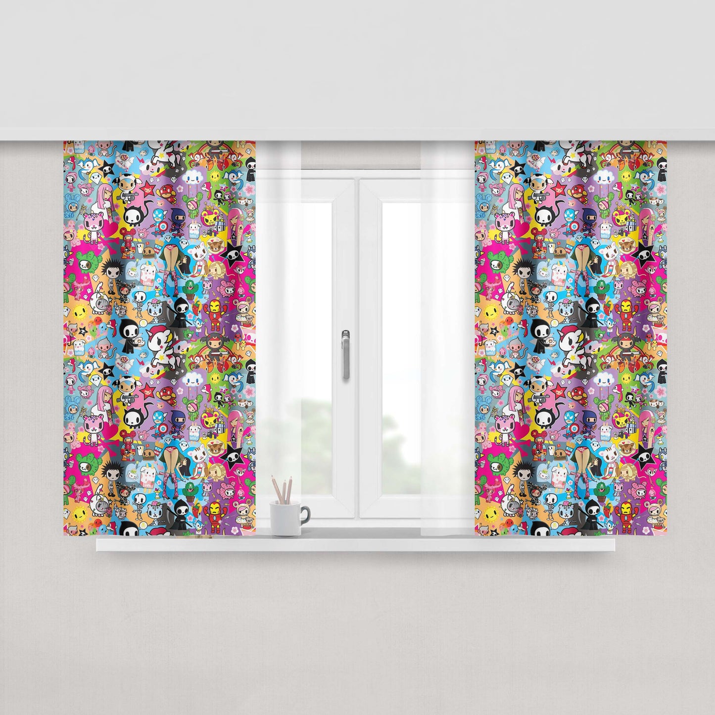 Hello Kitty Tokidoki Wallpaper Fabric Fabric Window Curtains