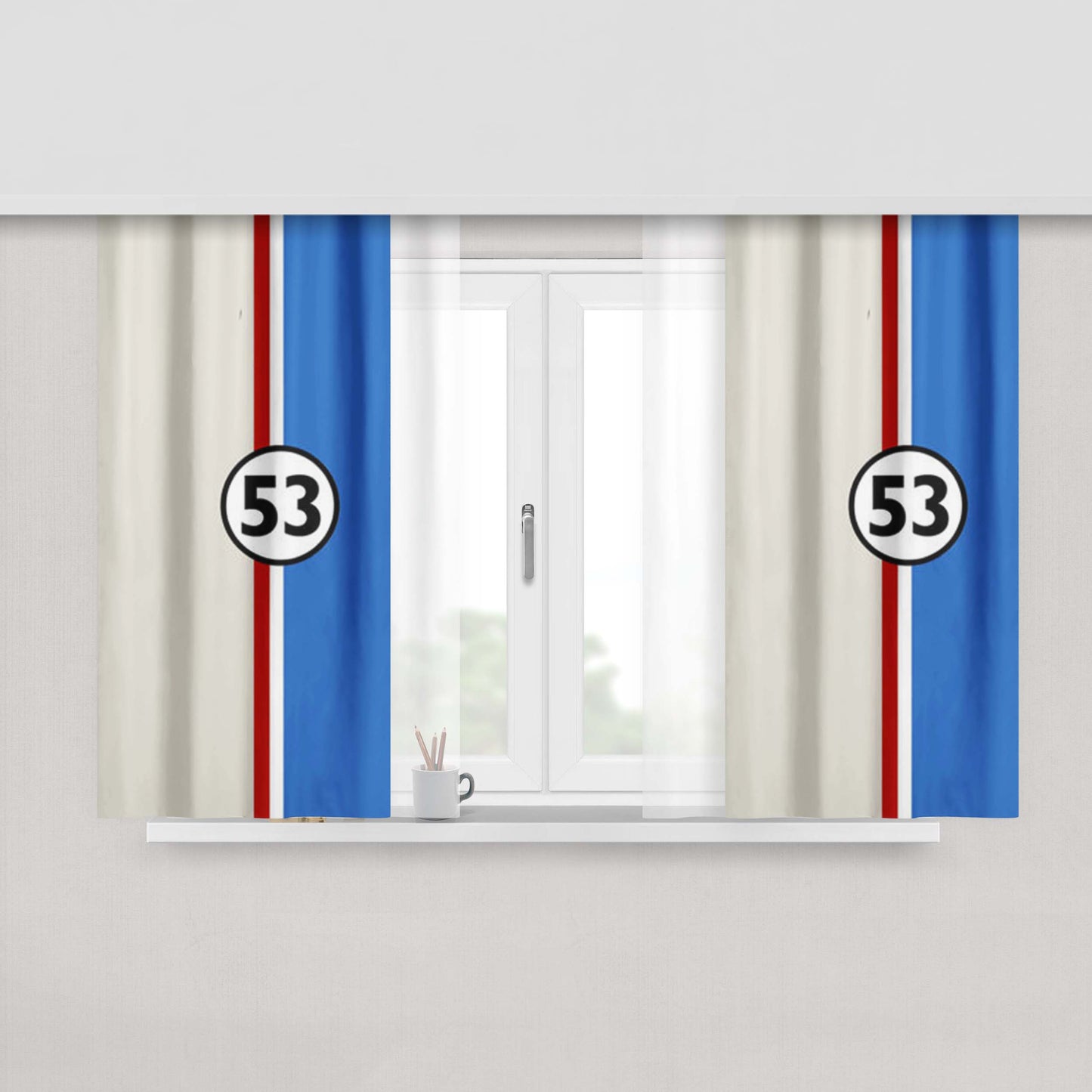 Herbie Racing Stripes Fabric Fabric Window Curtains