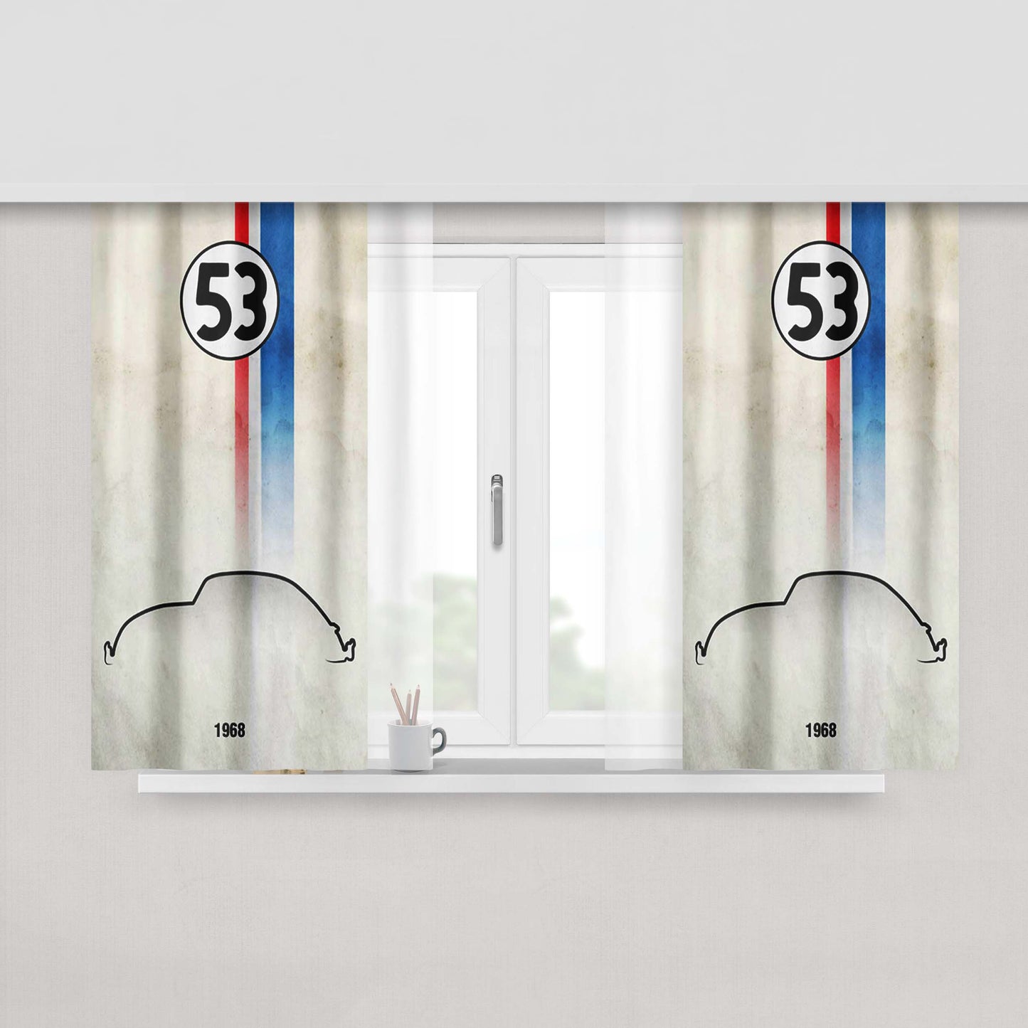 Herbie The Love Bug 1968 Fabric Fabric Window Curtains