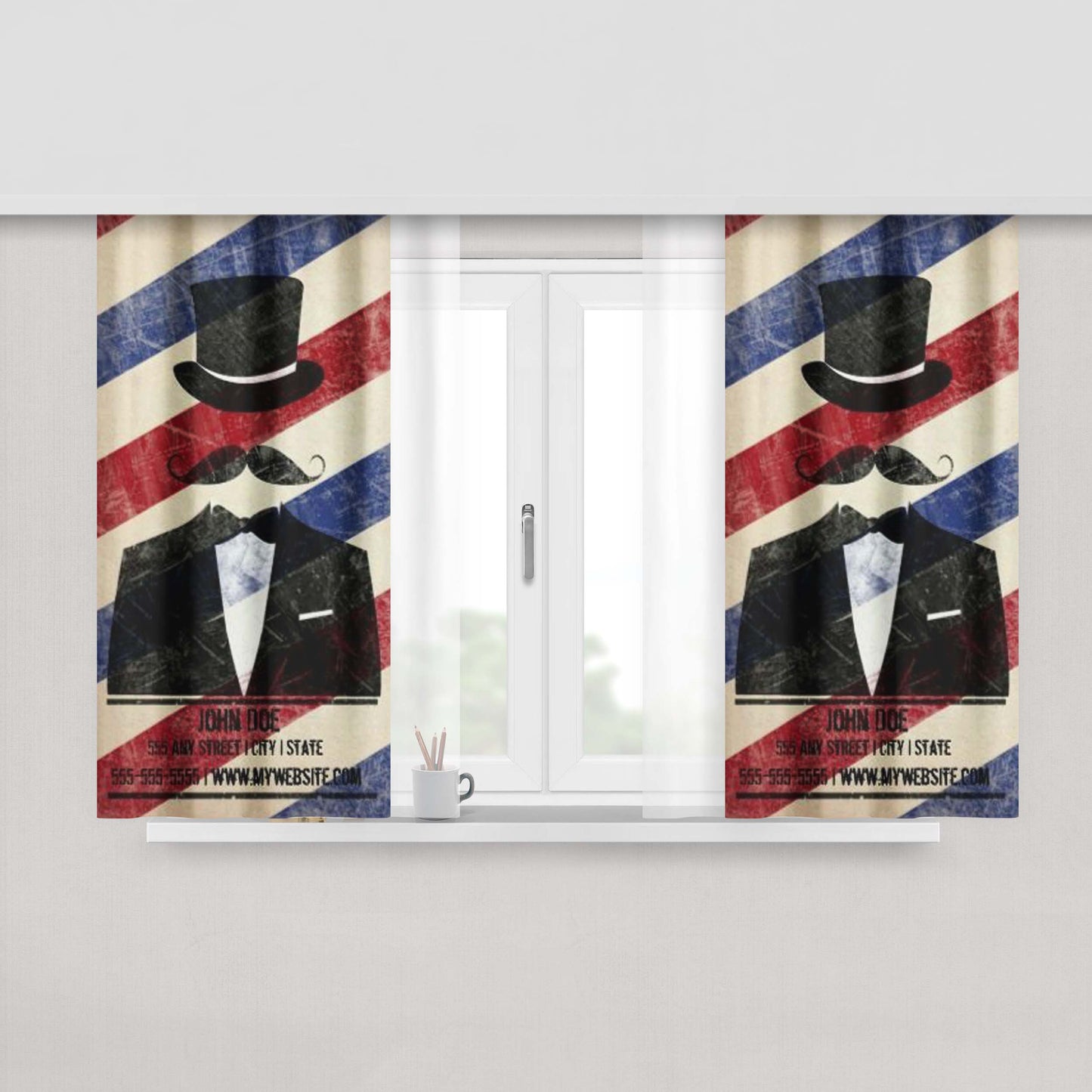 Hipter Babershop Peach Skin Window Curtains
