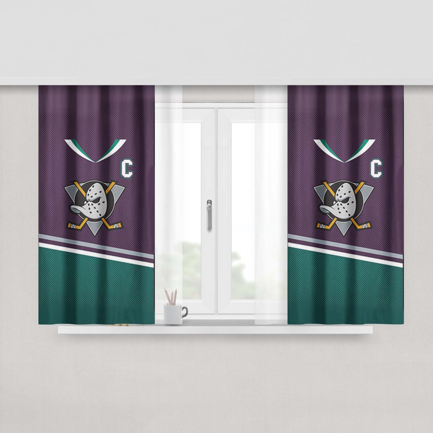 Hockey Logo Peach Skin Window Curtains
