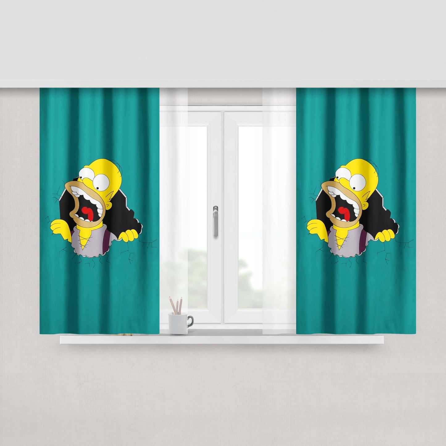 Homer Crack Peach Skin Window Curtains