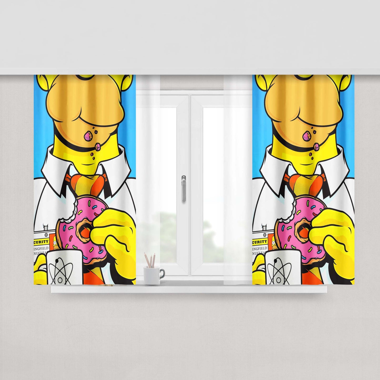 Homer Doughnut Lovers Peach Skin Window Curtains
