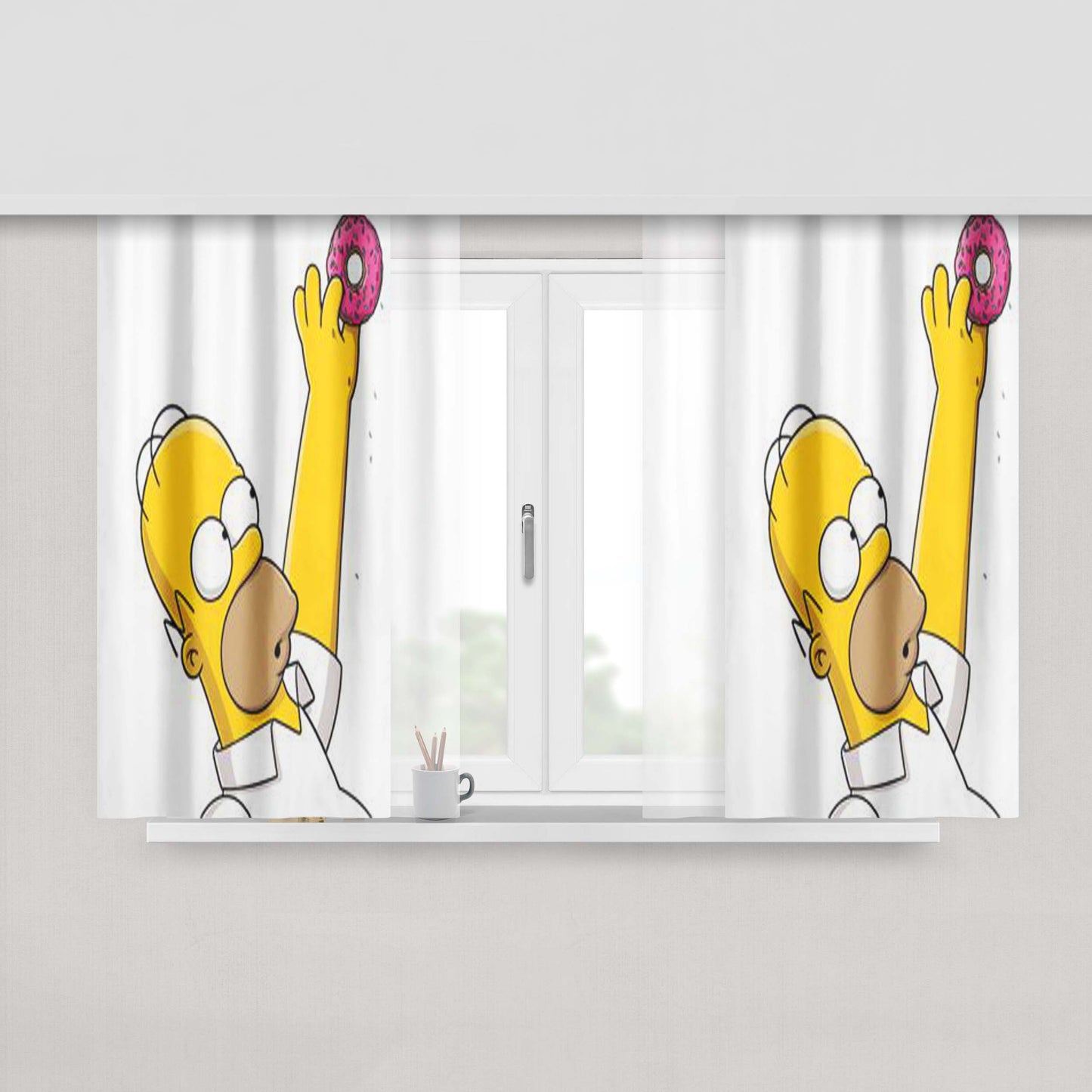 Homer Simpson Donut Peach Skin Window Curtains