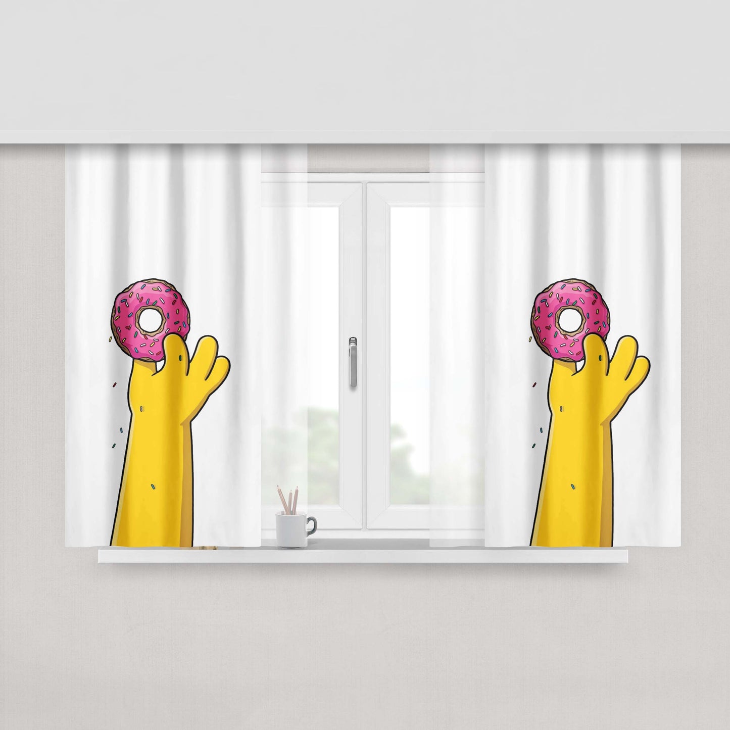 Homer Simpson Donuts Peach Skin Window Curtains