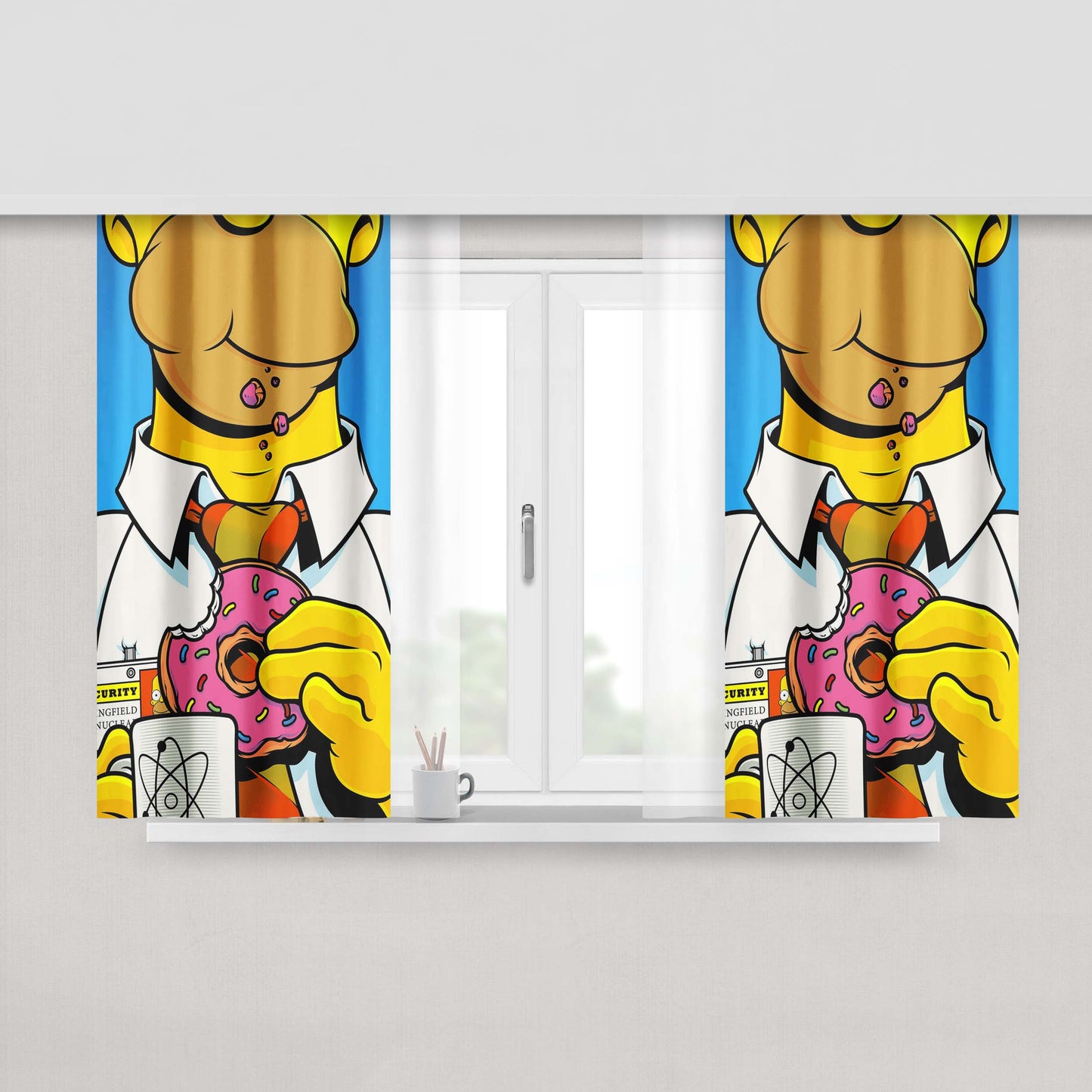 Homer Simpson Pop Art Peach Skin Window Curtains