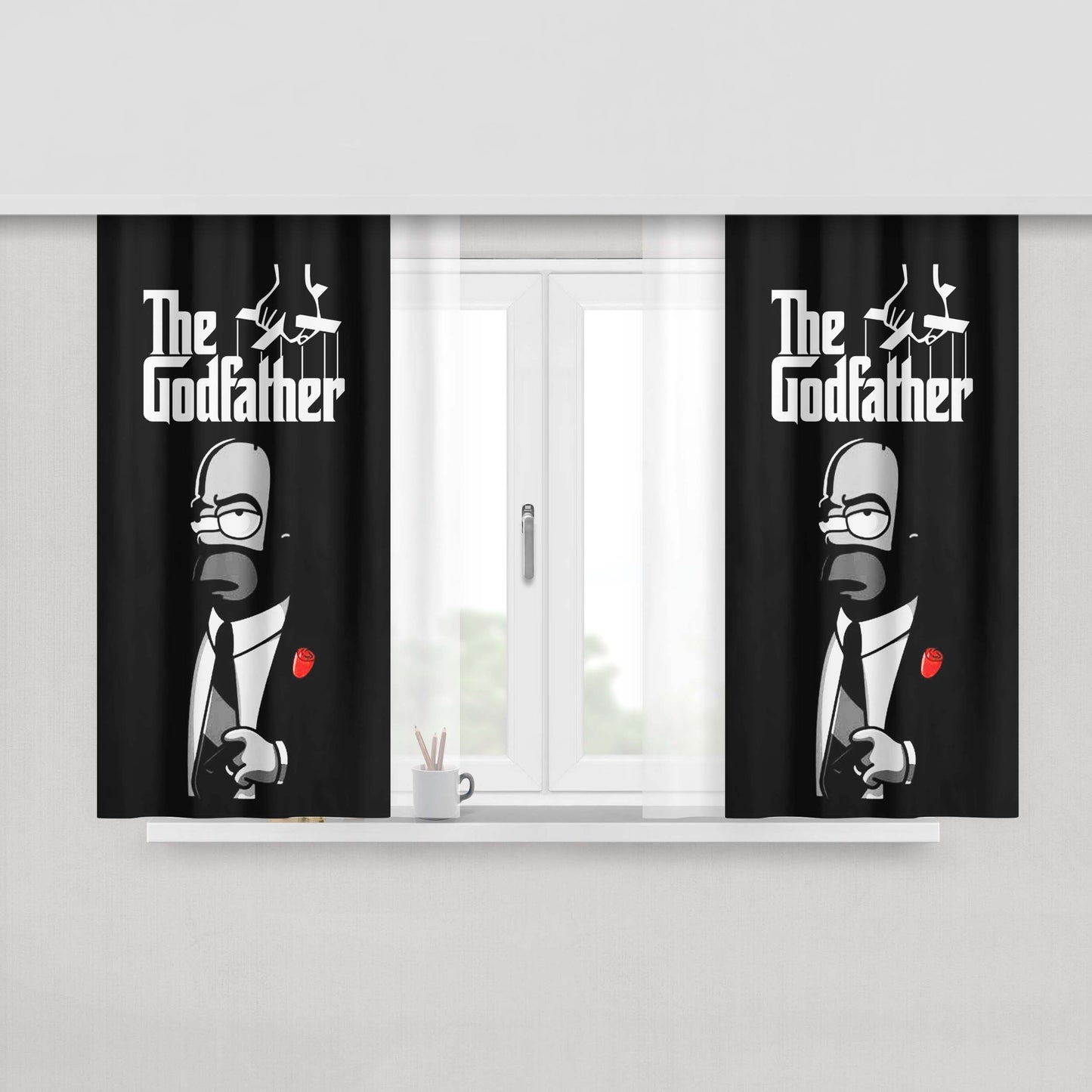 Homer Simpson The Good Father Wallpaper Peach Skin Window Curtains